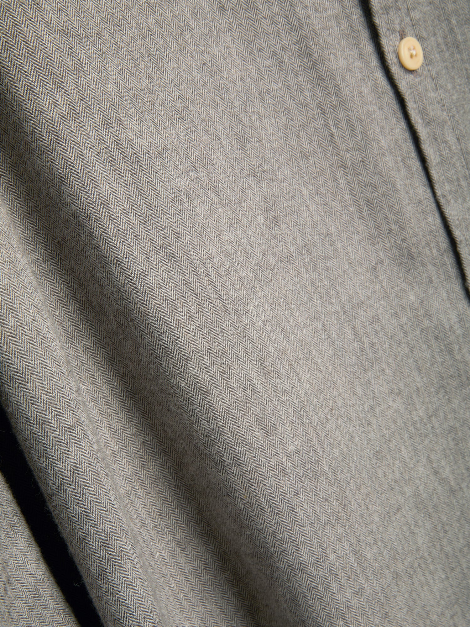Close up material shot of Oliver Spencer Grey Spear Collar Cotton Shirt