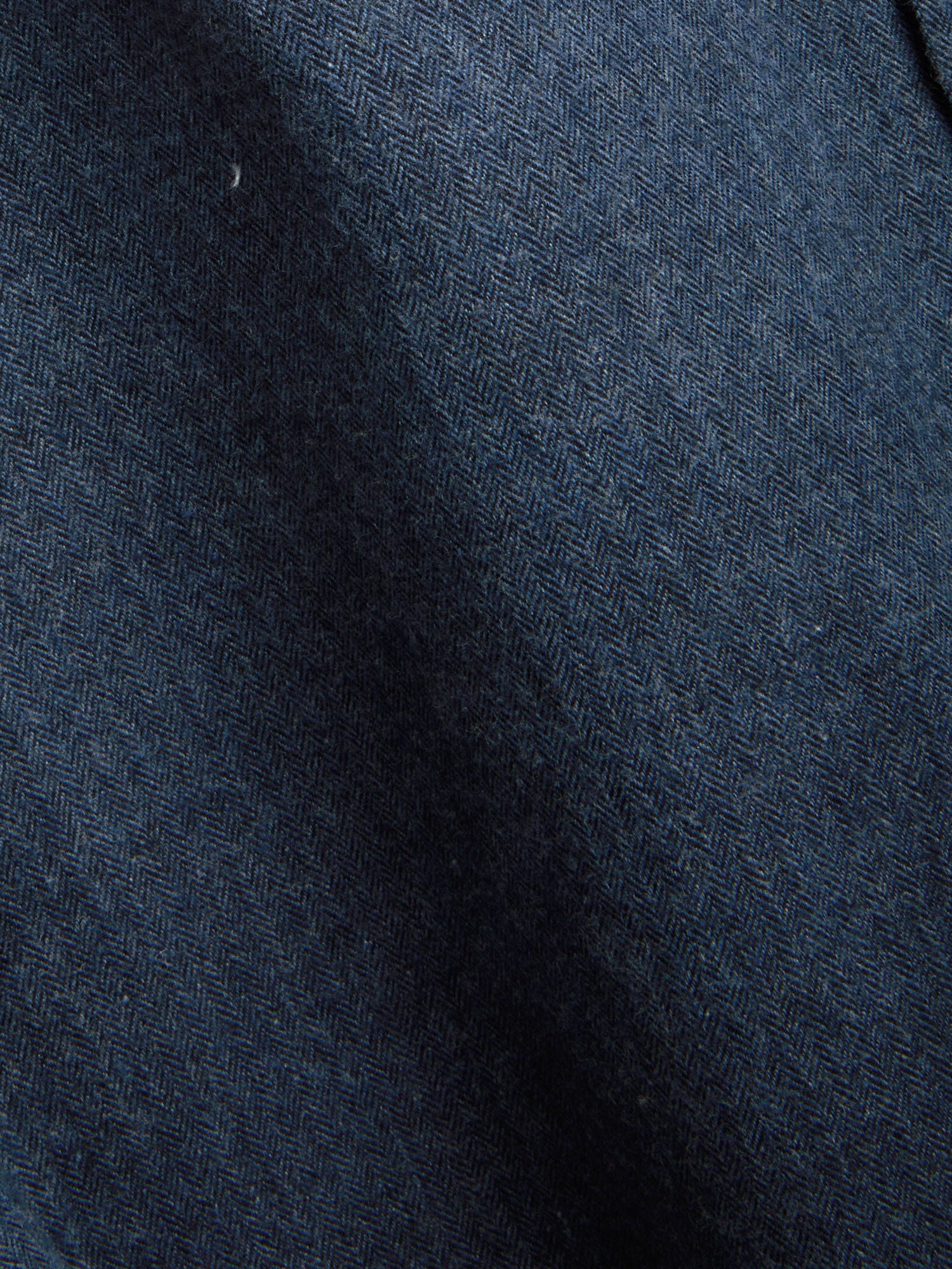 Detailed material shot of Oliver Spencer Navy Spear Collar Cotton Shirt