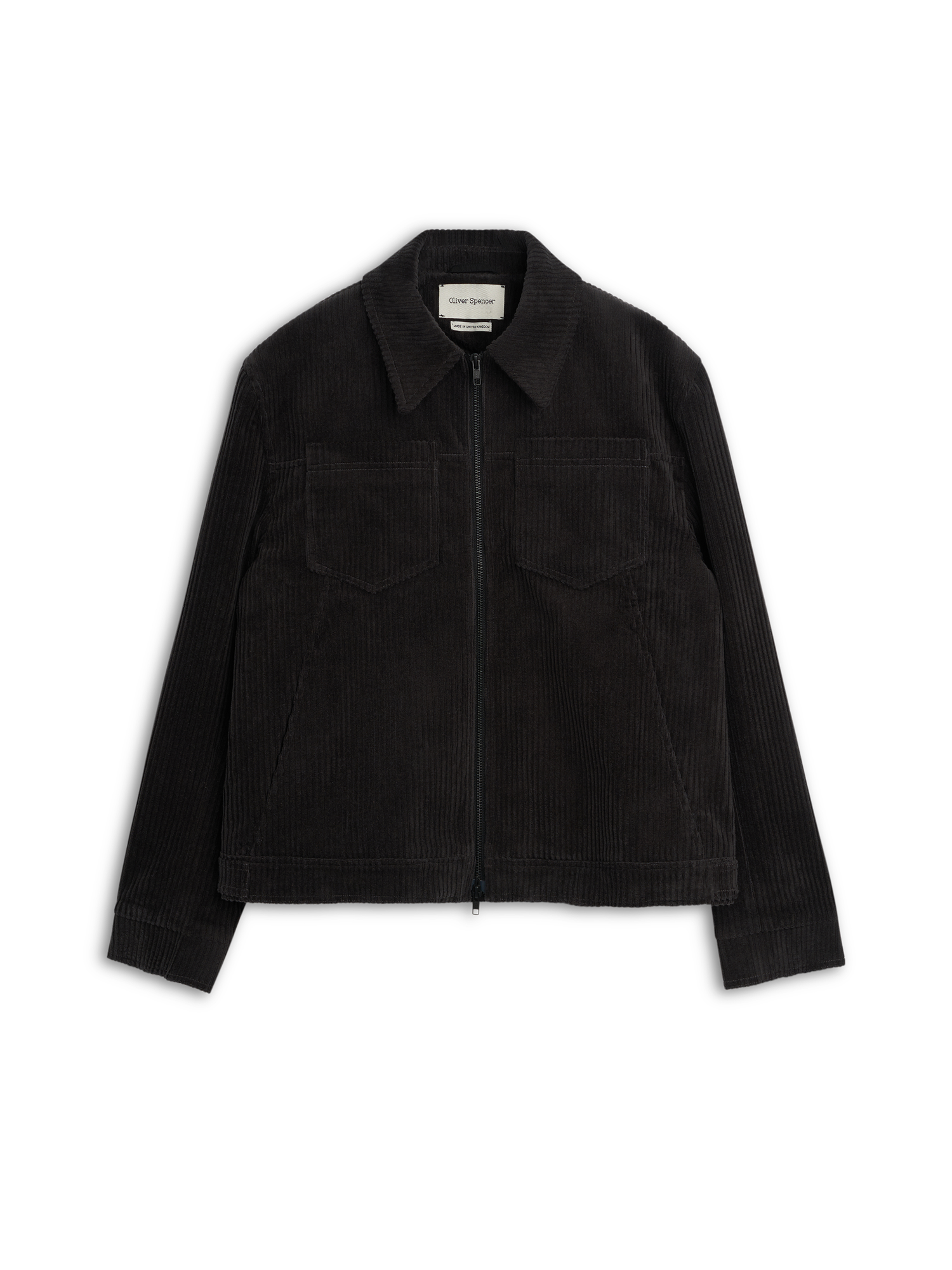 Oliver Spencer Men's Grey Cotton Corduroy Trucker Jacket Flat Shot