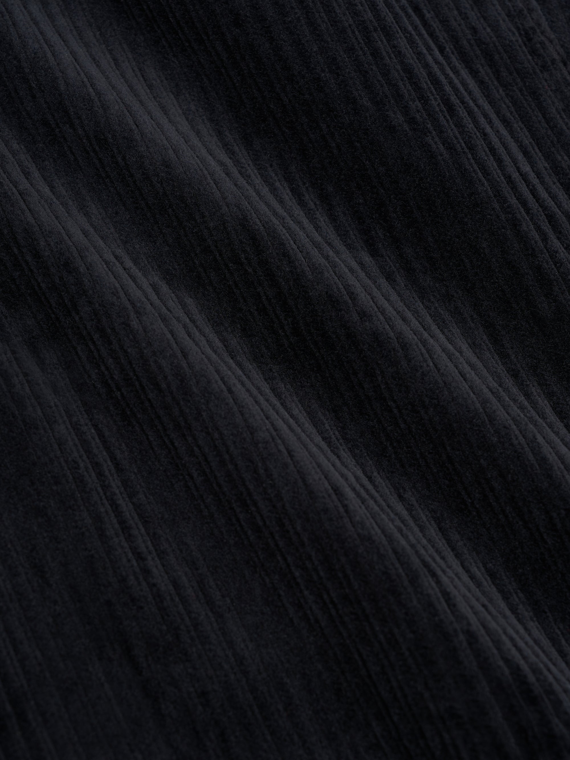 Detailed shot of Oliver Spencer Men's Midnight Navy Cotton Corduroy Trucker Jacket Flat Shot