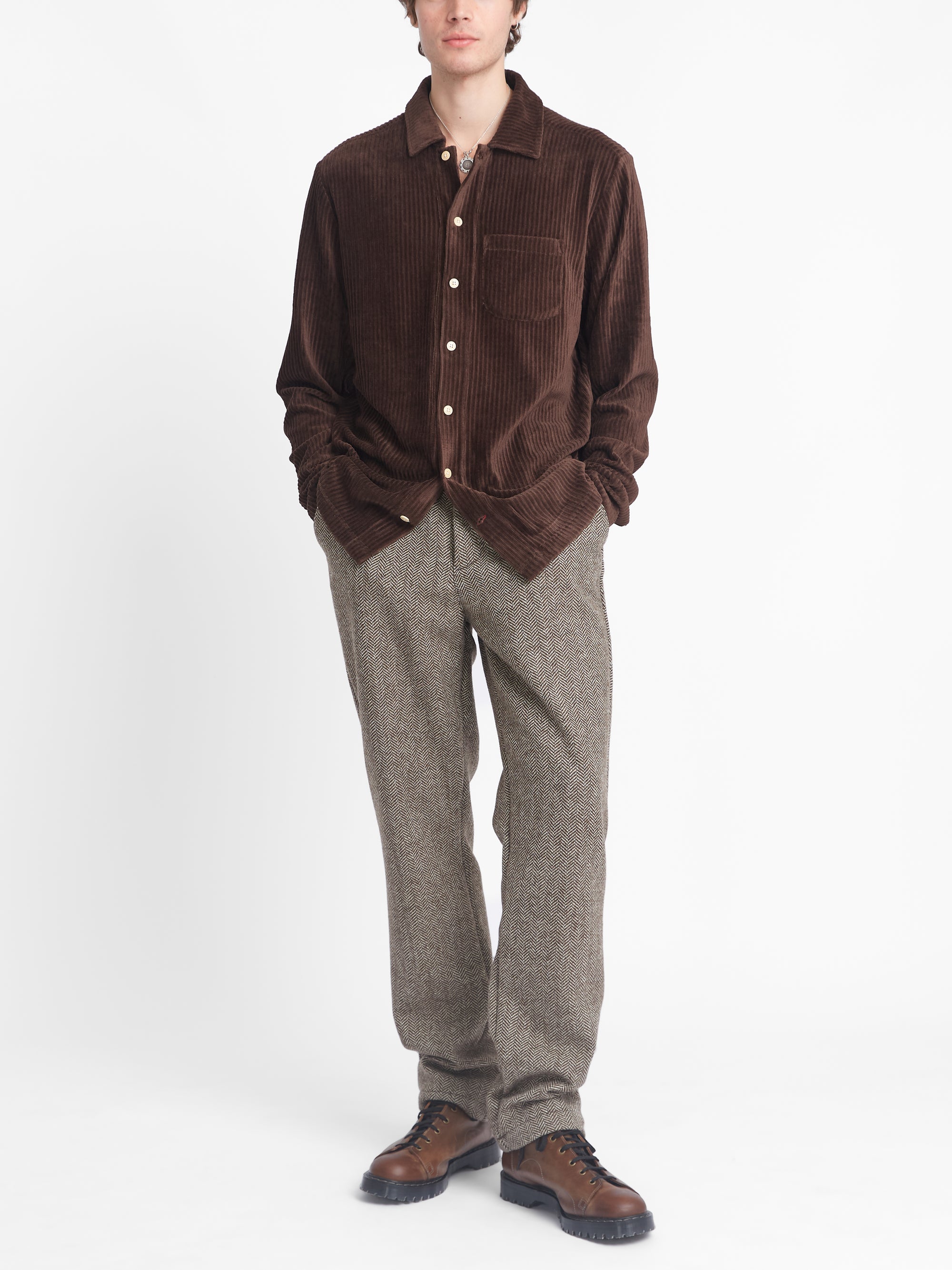 Long Sleeve Riviera Jersey Shirt Lulworth Chocolate Brown