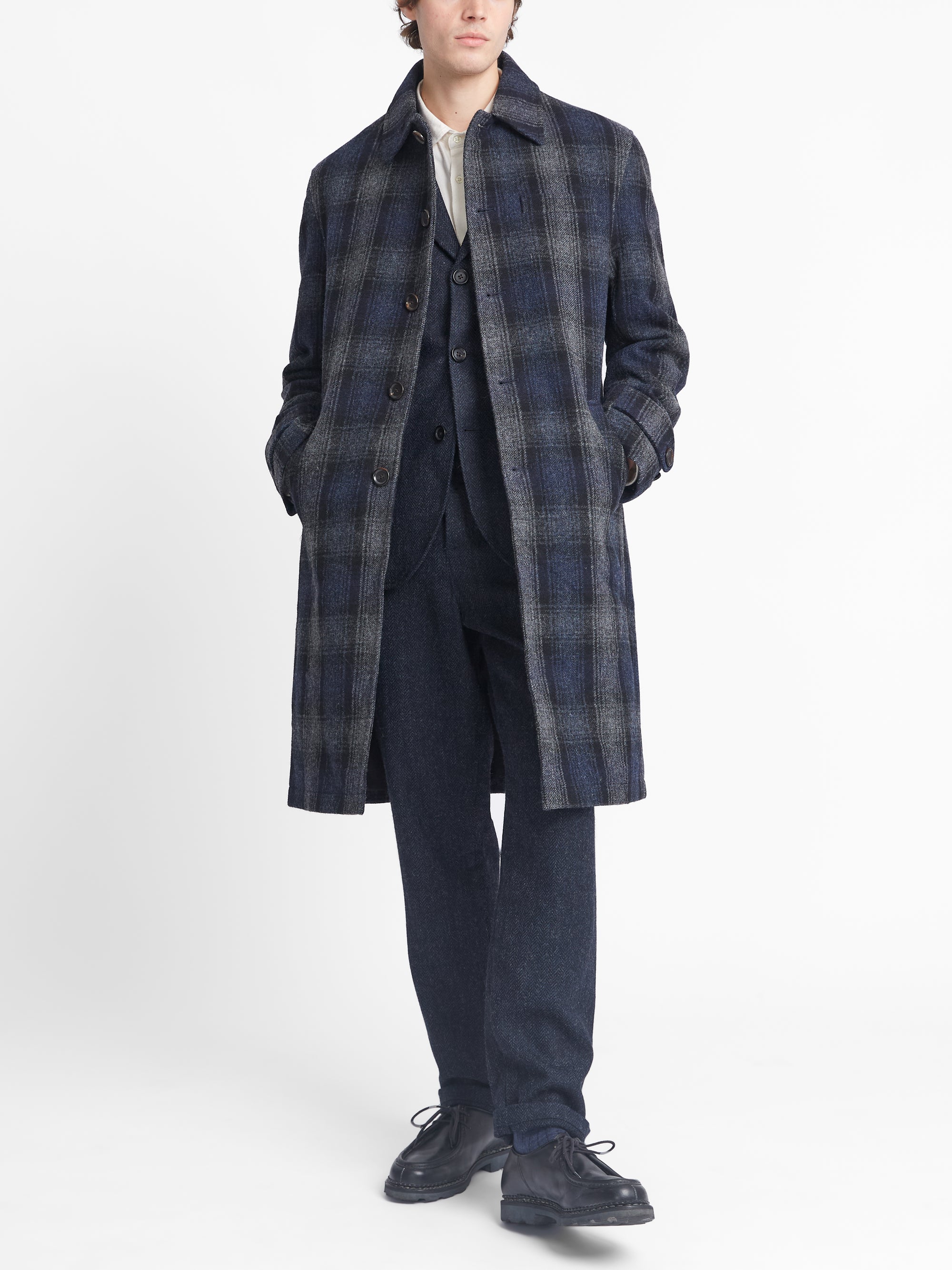 Grandpa Coat Combe Navy/Grey