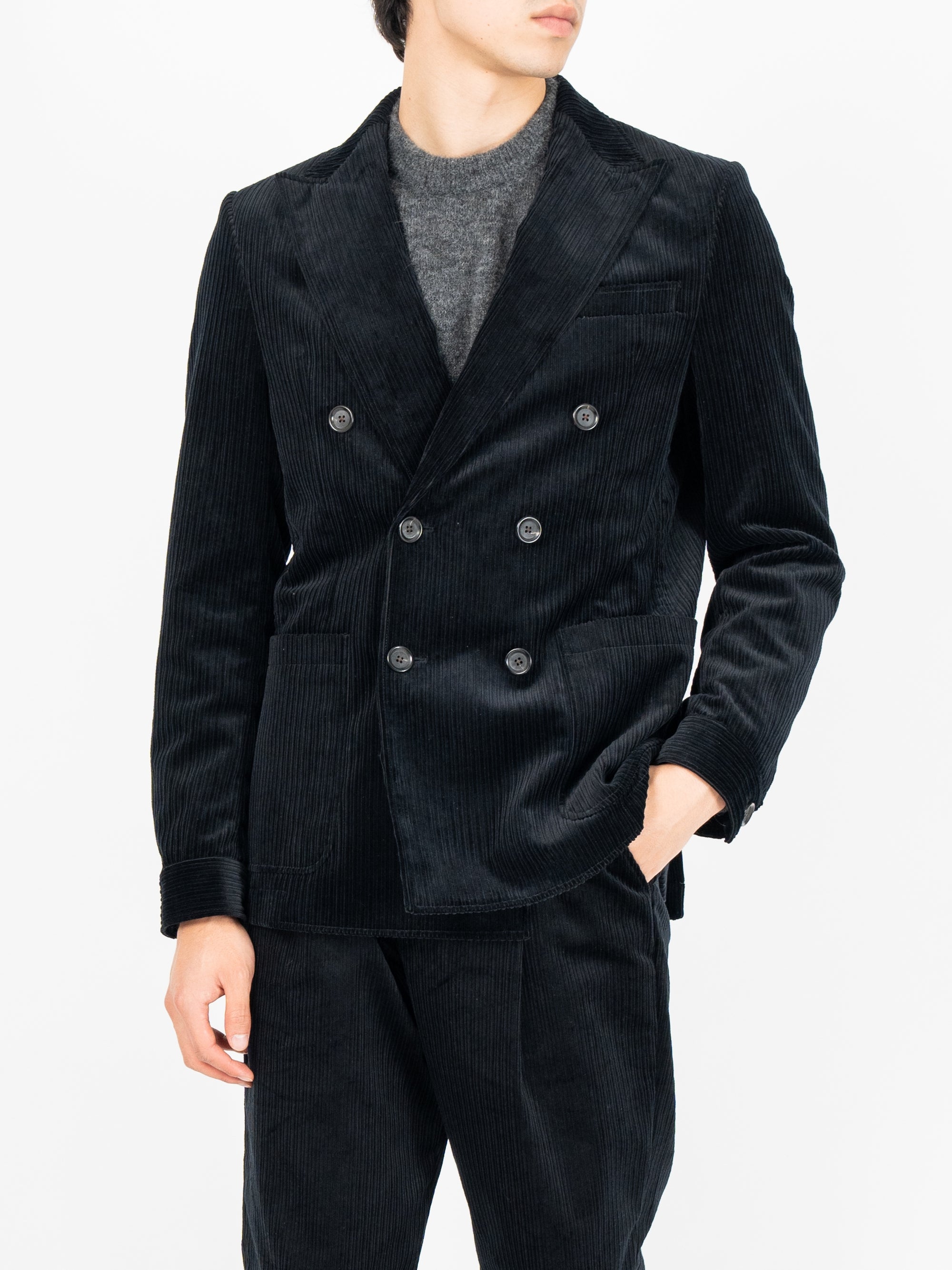 Double Breasted Jacket Hedden Cord Black