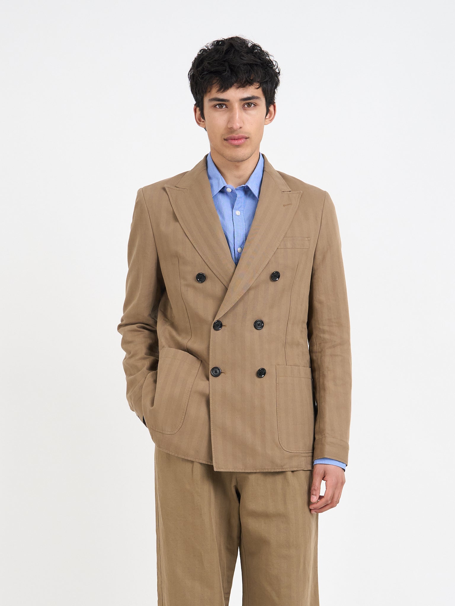 Double Breasted Jacket Sadler Beige