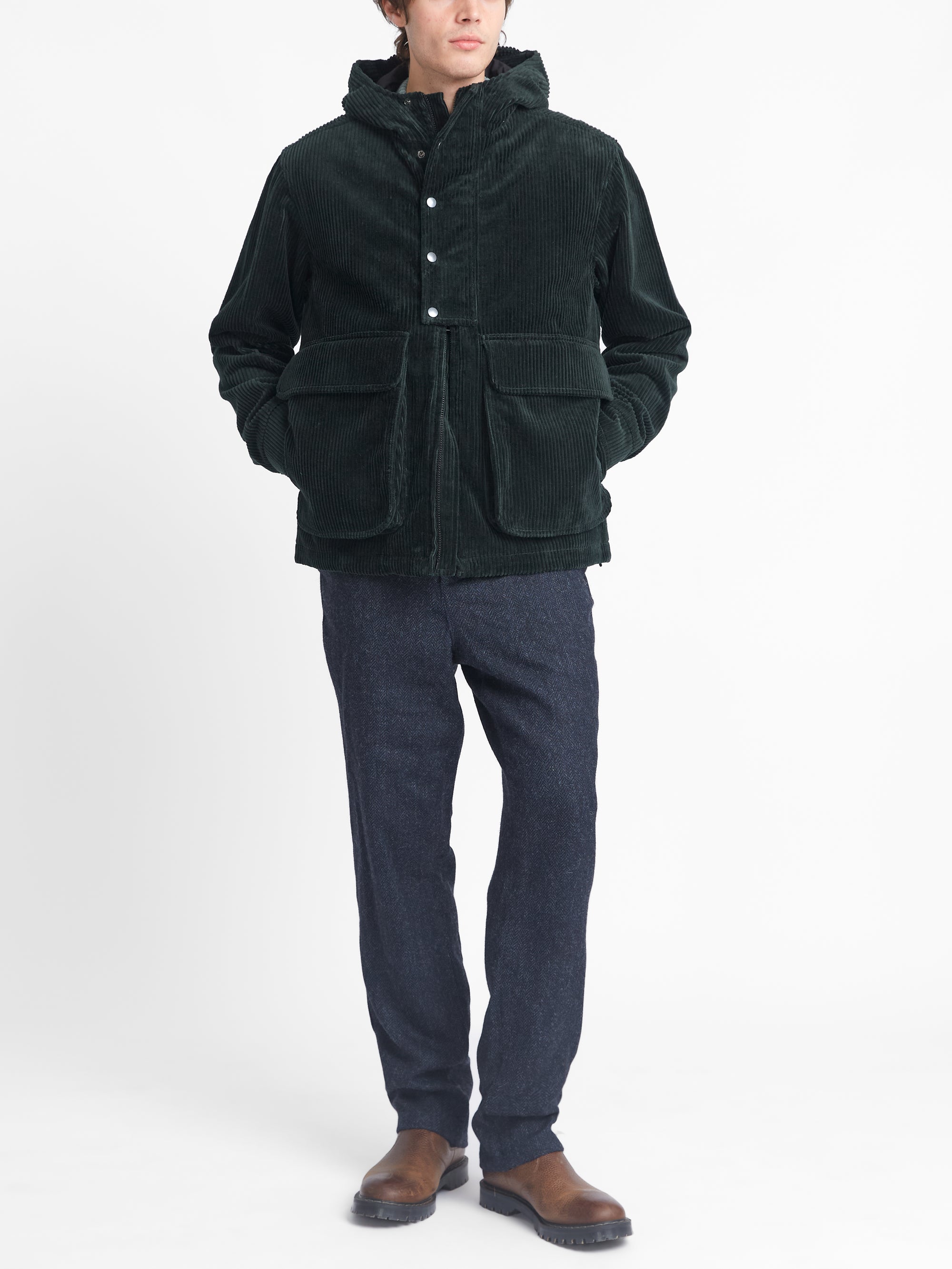 Salcombe Hooded Jacket Melrose Cord Green