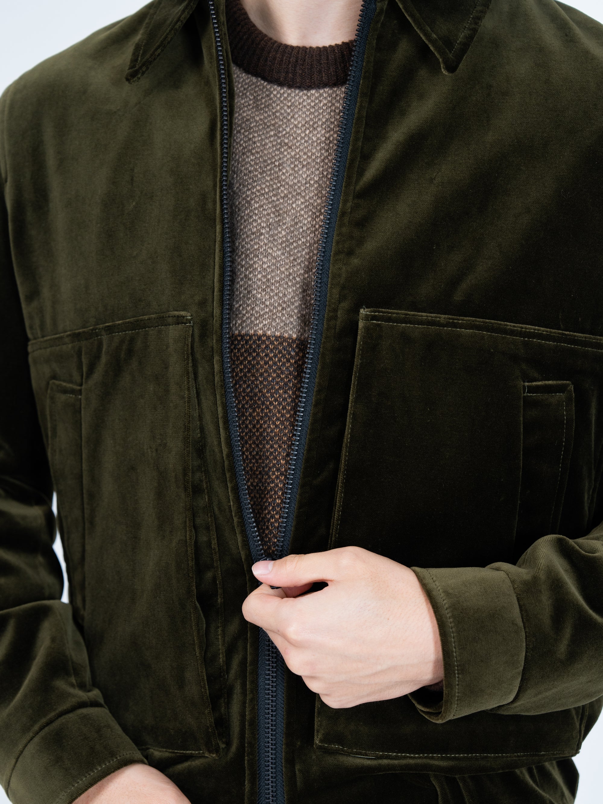 Arlington Bomber Jacket Velvet Olive Green