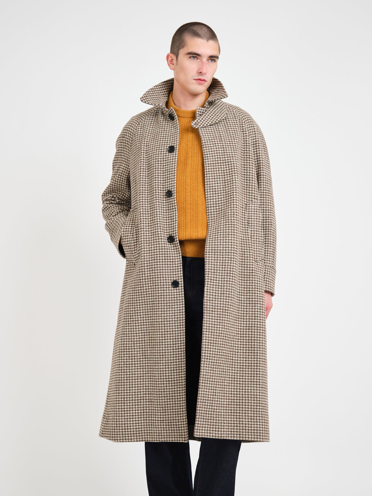 Lothian Overcoat Corday Houndstooth Sand