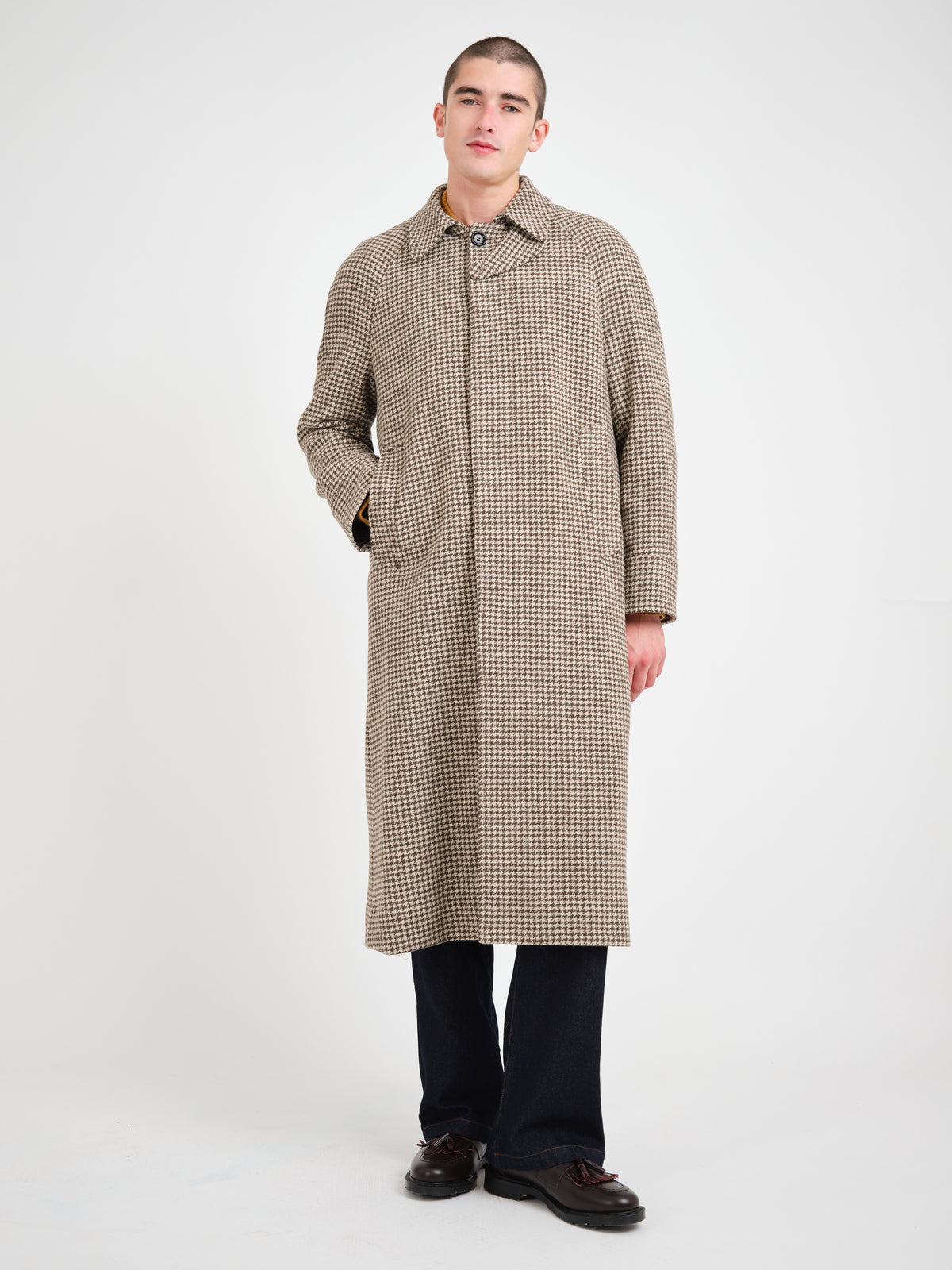 Lothian Overcoat Corday Houndstooth Sand