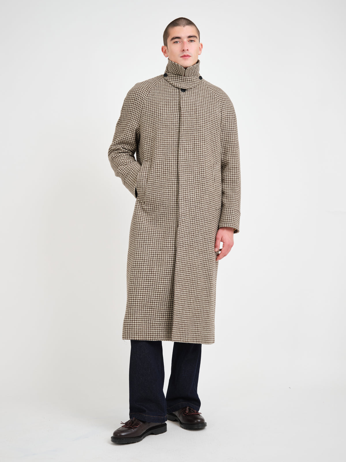 Lothian Overcoat Corday Houndstooth Sand