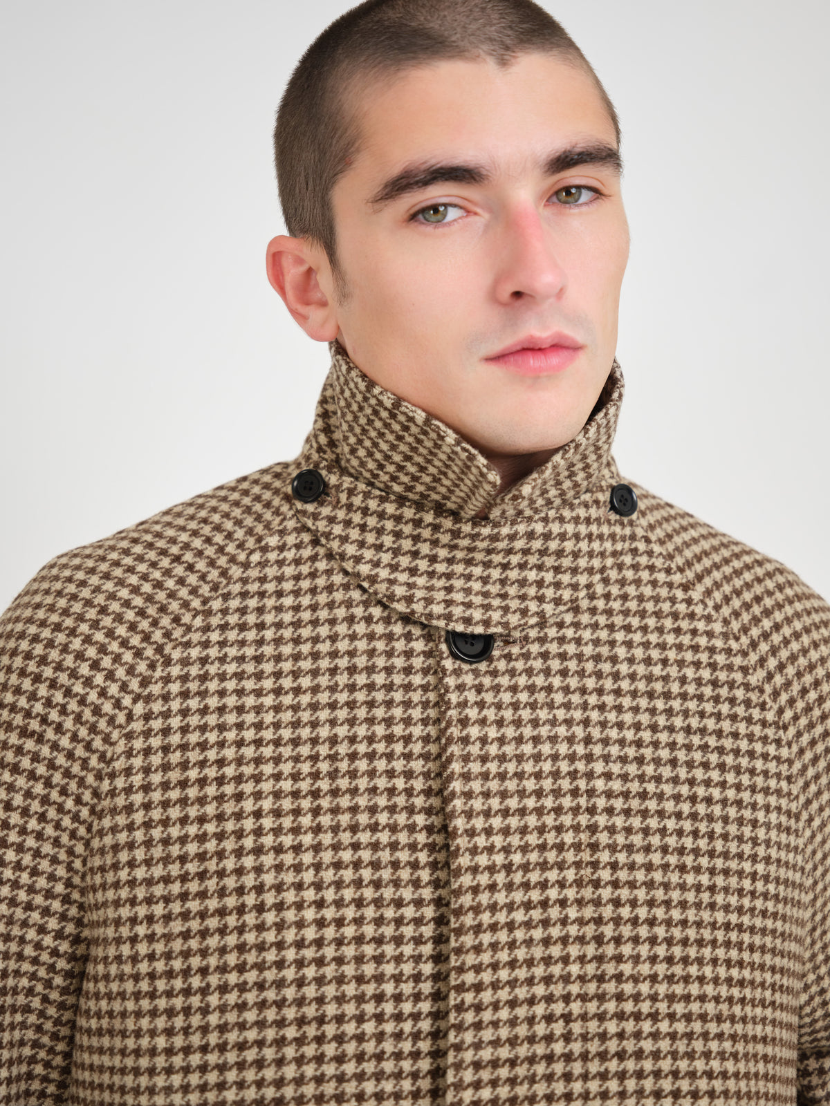 Lothian Overcoat Corday Houndstooth Sand