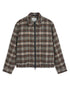 Renbourne Bomber Jacket Thackray Oatmeal Multi, Flat front of the check bomber jacket with navy zip