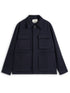 Heath Field Jacket Doughton Twill Navy, front view, with four patch pockets