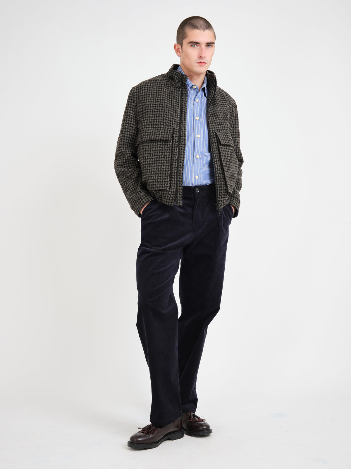 Kershaw Bomber Jacket Panes Houndstooth Charcoal