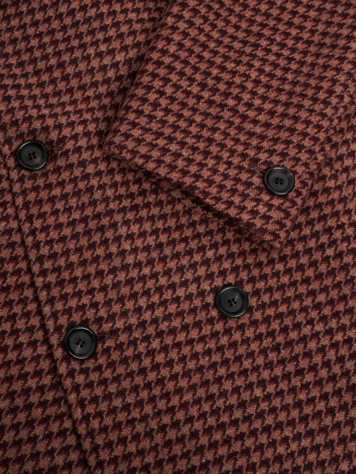 Tamworth Double Breasted Overcoat Panes Houndstooth Burgundy/Pink