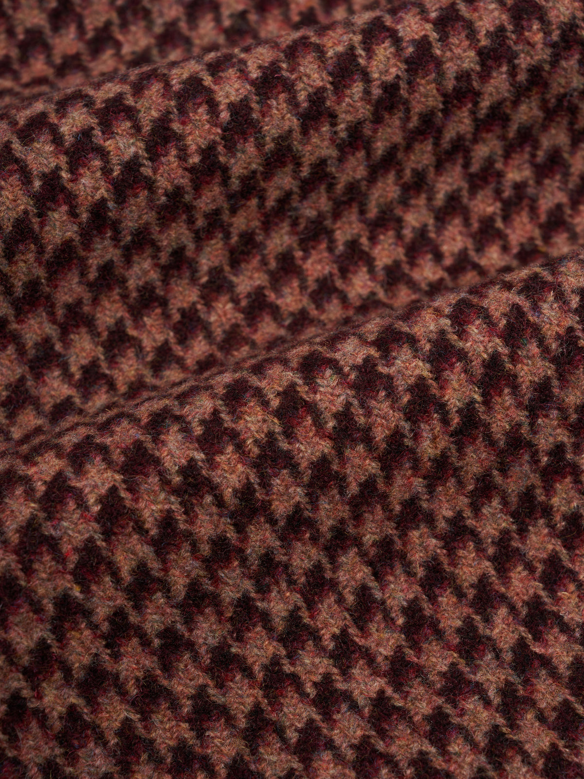 Tamworth Double Breasted Overcoat Panes Houndstooth Burgundy/Pink