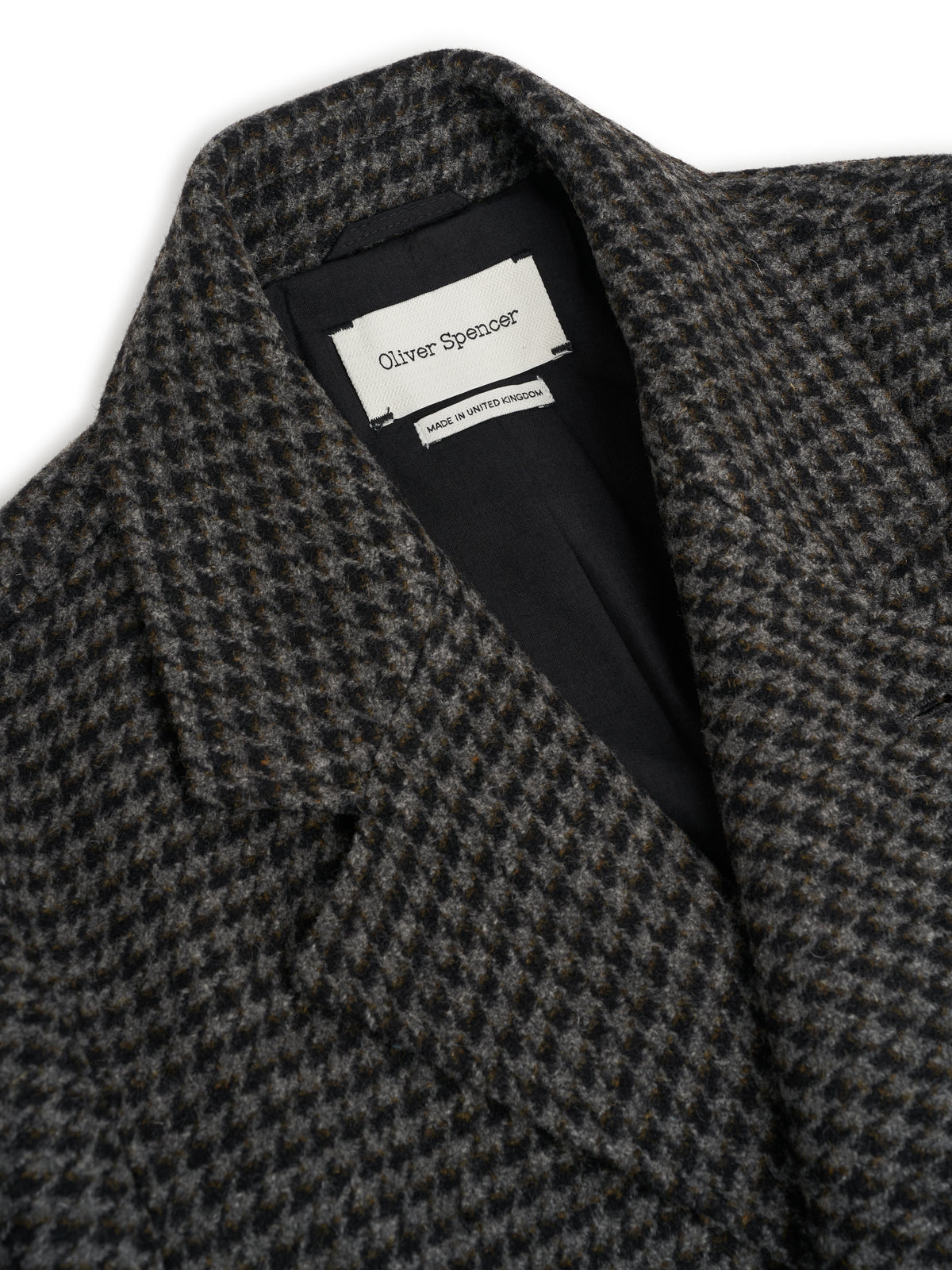 Tamworth Double Breasted Overcoat Panes Houndstooth Charcoal