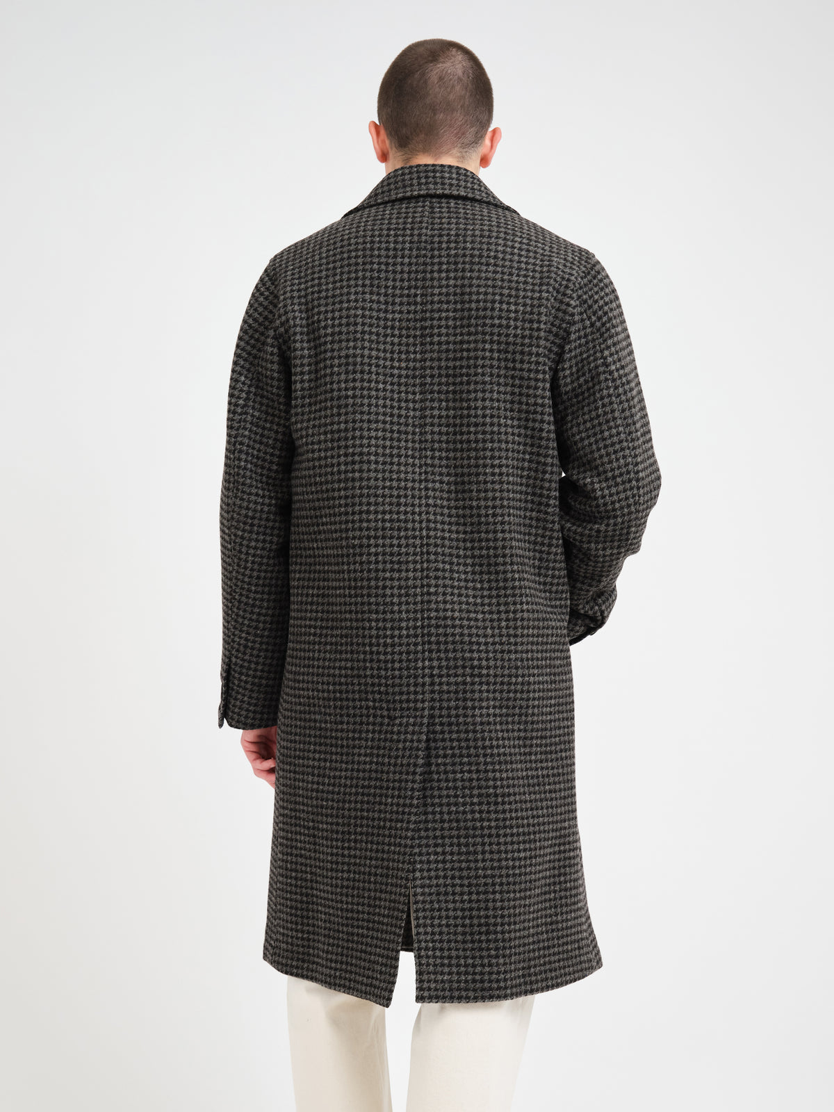 Tamworth Double Breasted Overcoat Panes Houndstooth Charcoal