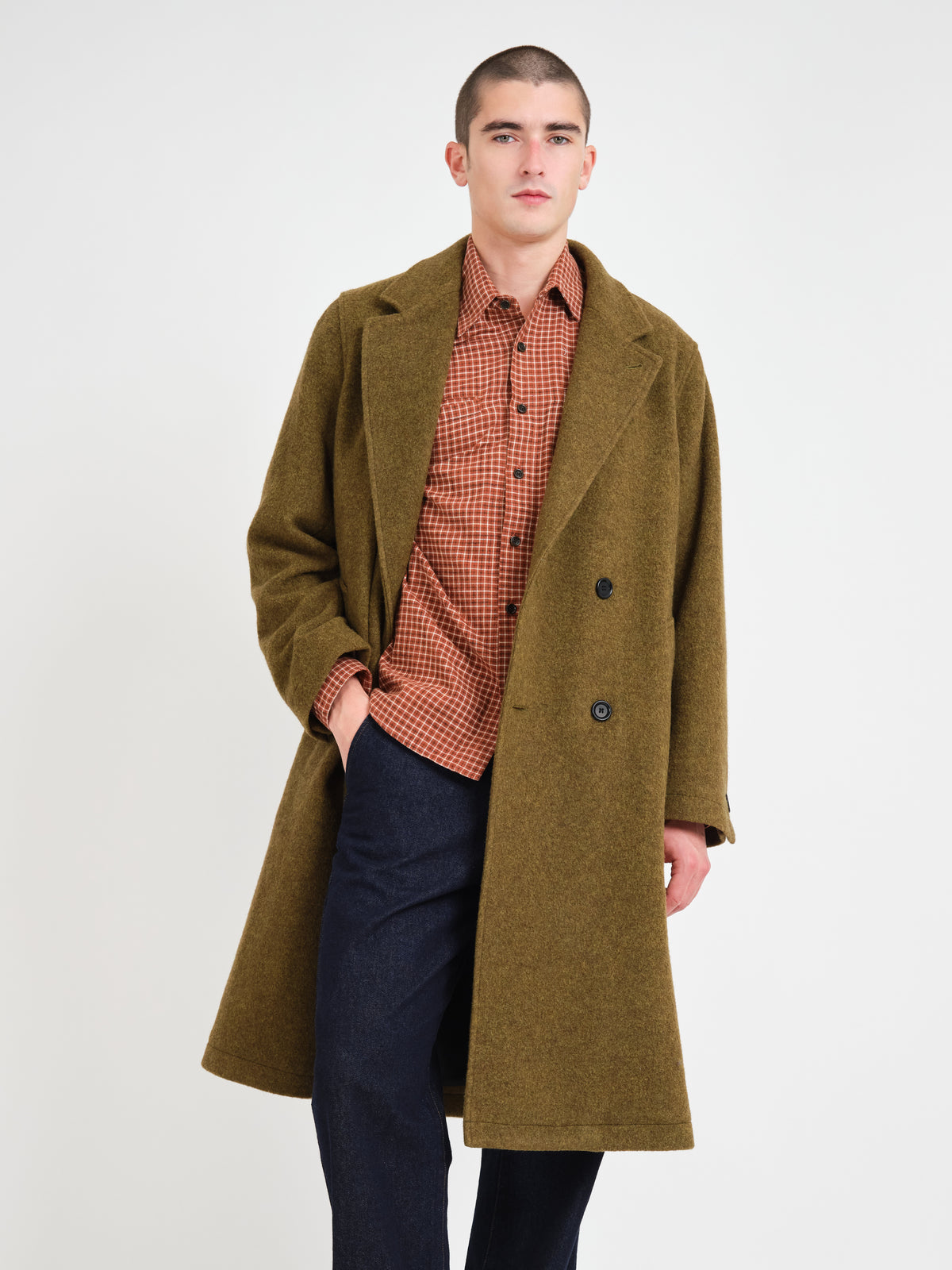 Tamworth Double Breasted Overcoat Sosa Moss Green