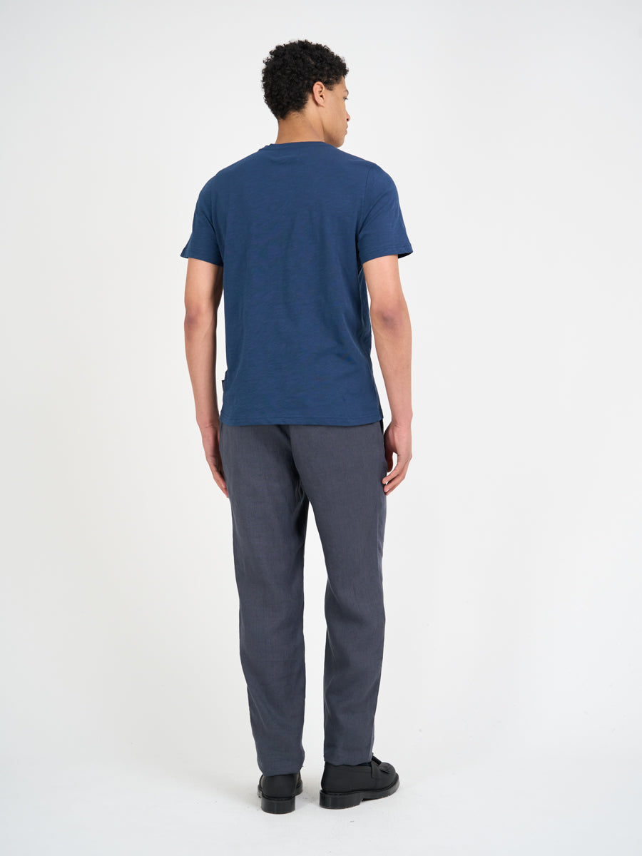 Organic Cotton Blue T-Shirt | Lightweight Slub Crew Neck – Oliver Spencer