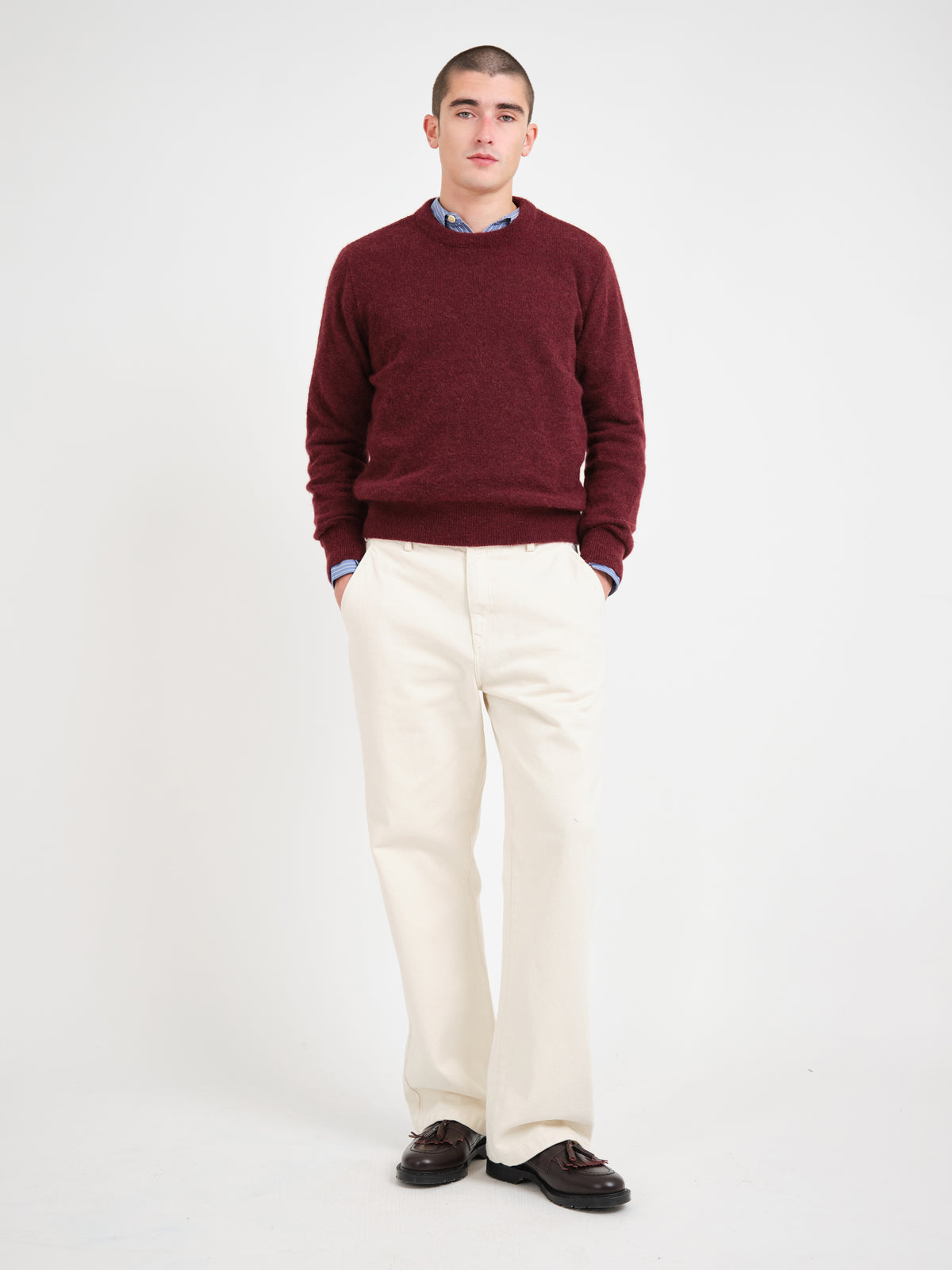 Blenheim Crew Neck Jumper Rosen Burgundy