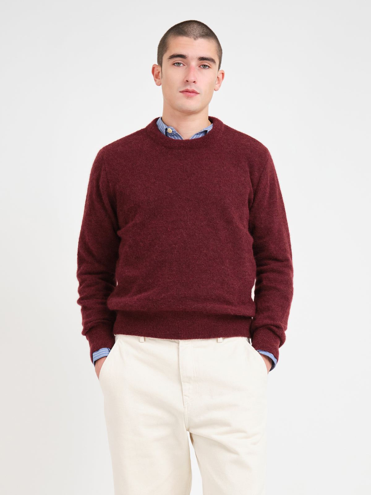 Blenheim Crew Neck Jumper Rosen Burgundy