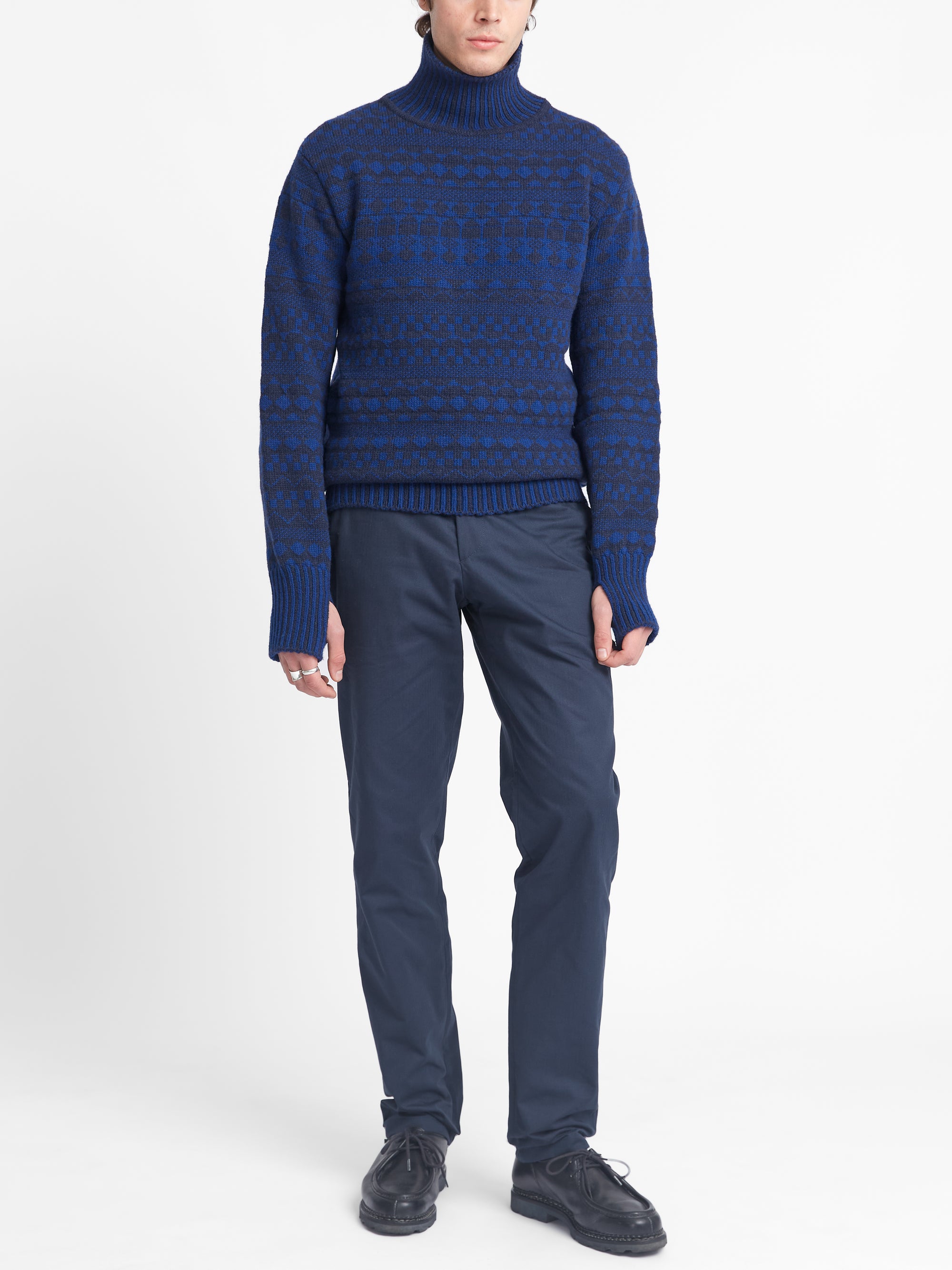 Talbot Roll Neck Jumper Fitzroy Navy/Blue