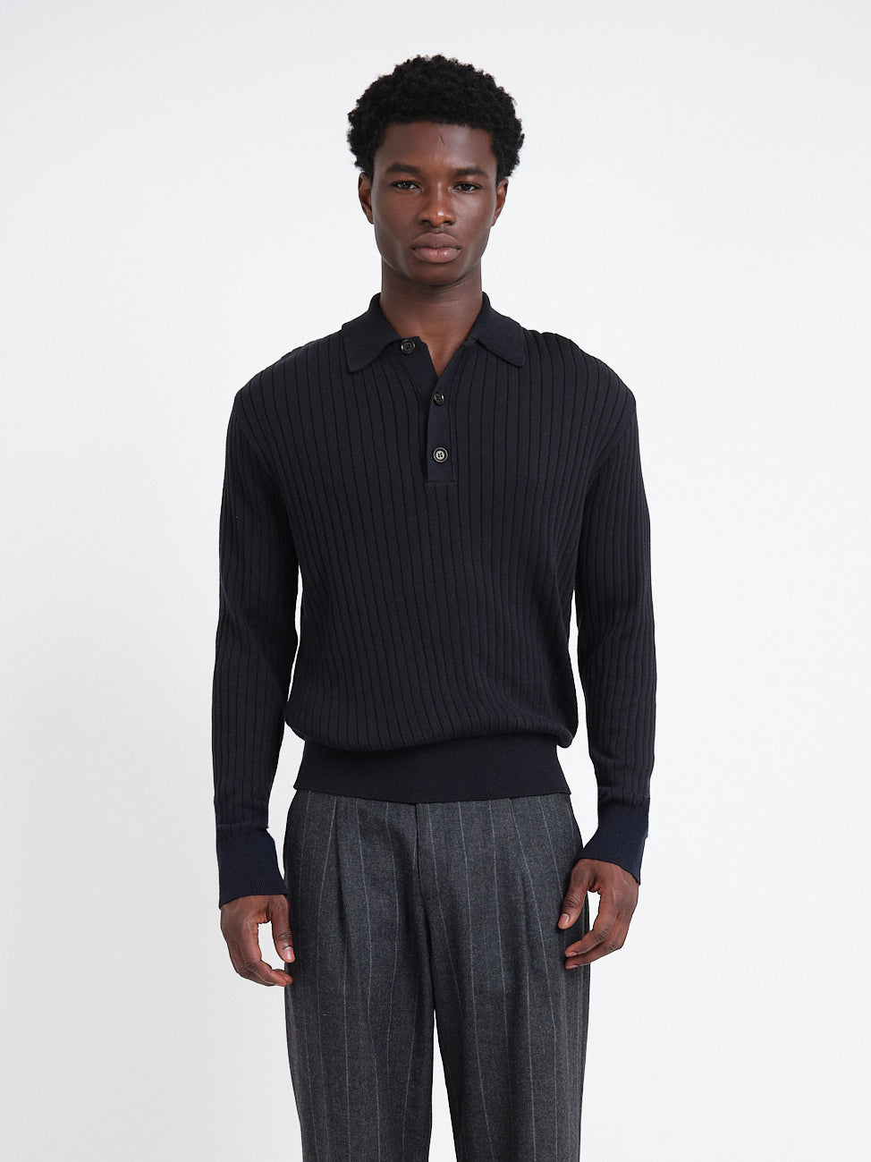 Pablo Knitted Polo Shirt Eversley Navy