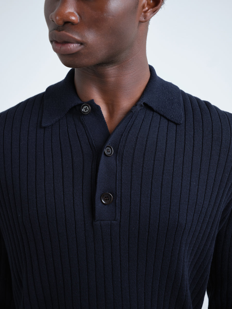 Pablo Knitted Polo Shirt Eversley Navy