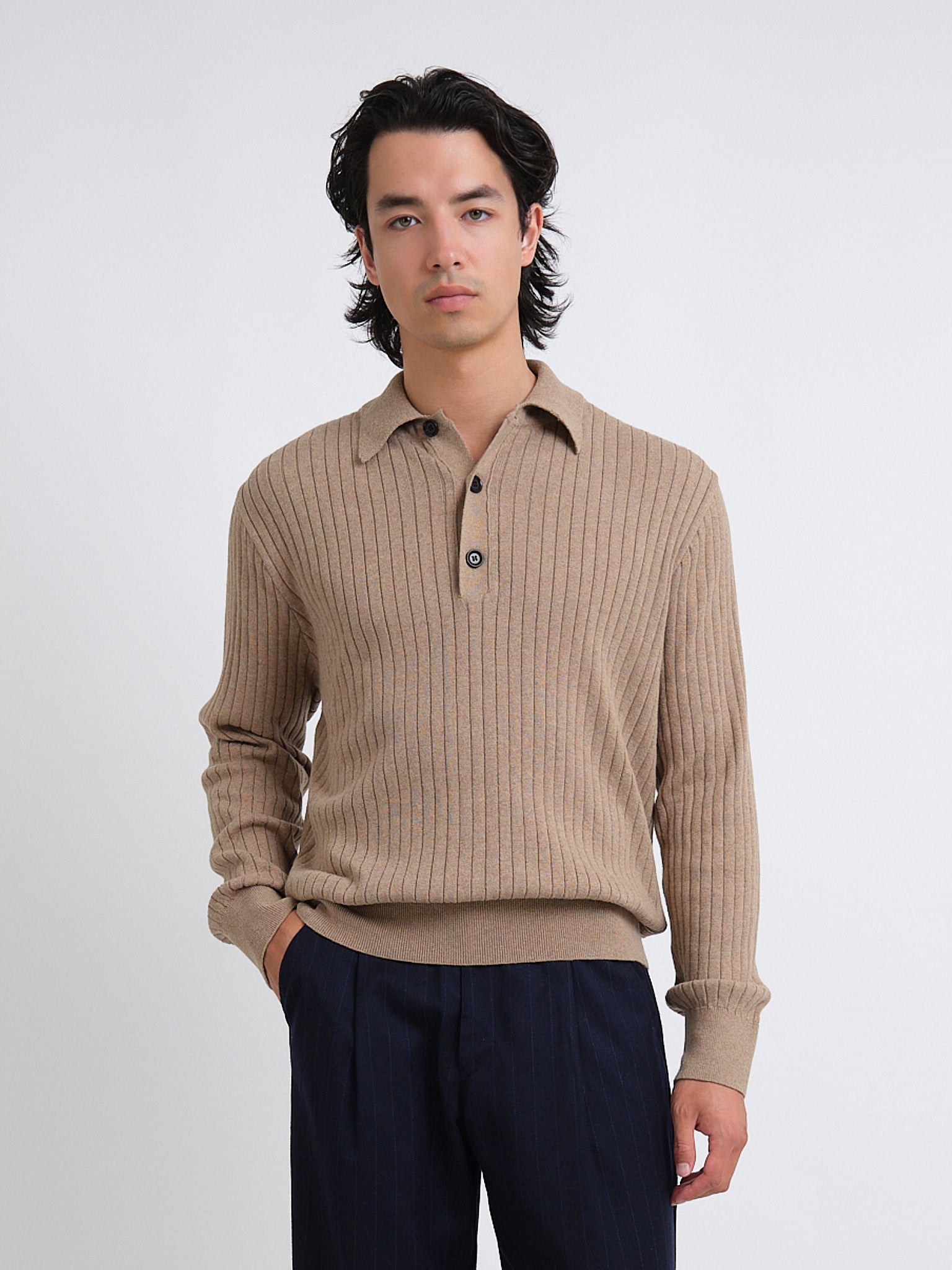Pablo Knitted Polo Shirt Eversley Sand
