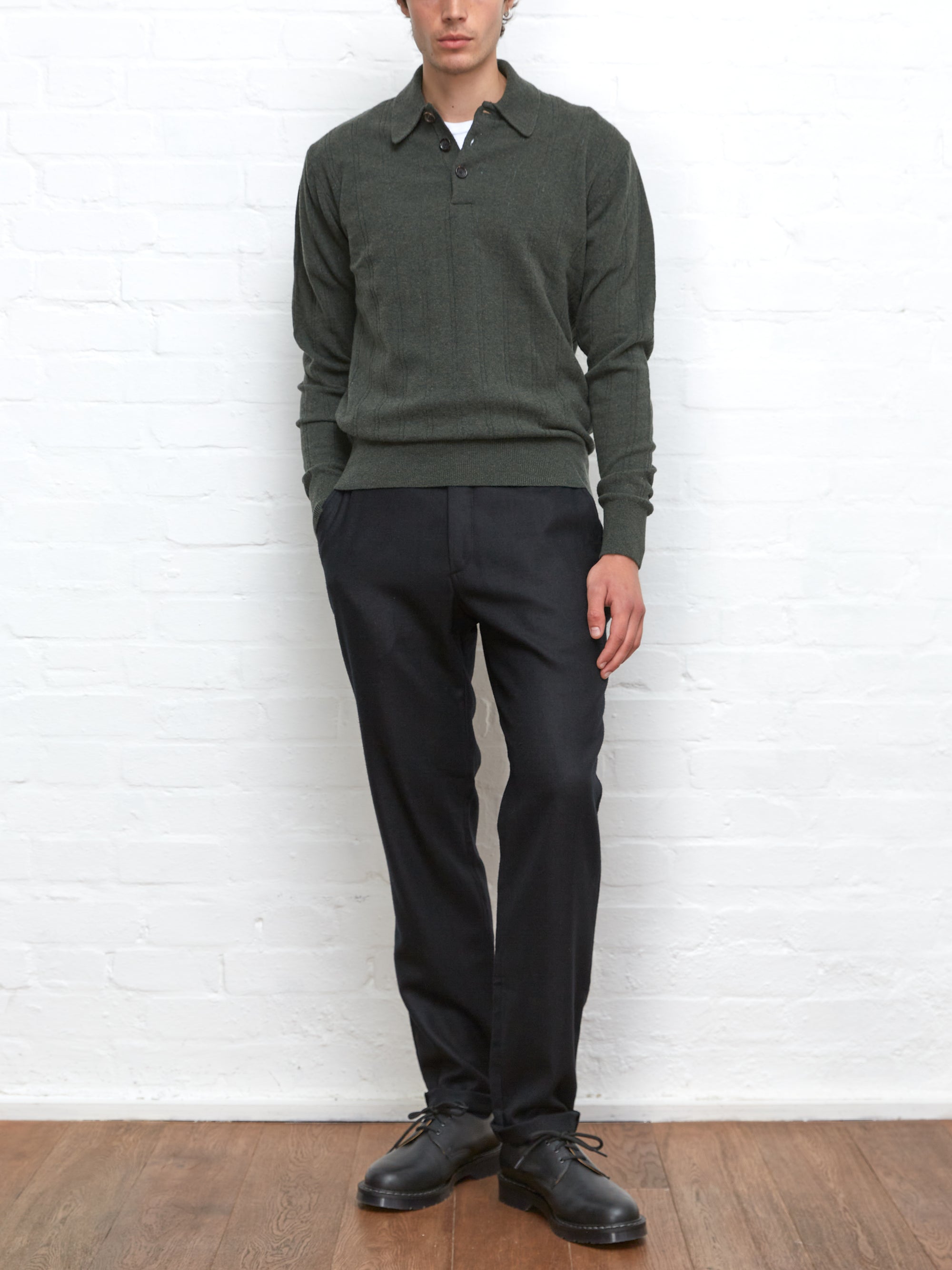 Pablo Knitted Polo Shirt Olsen Green