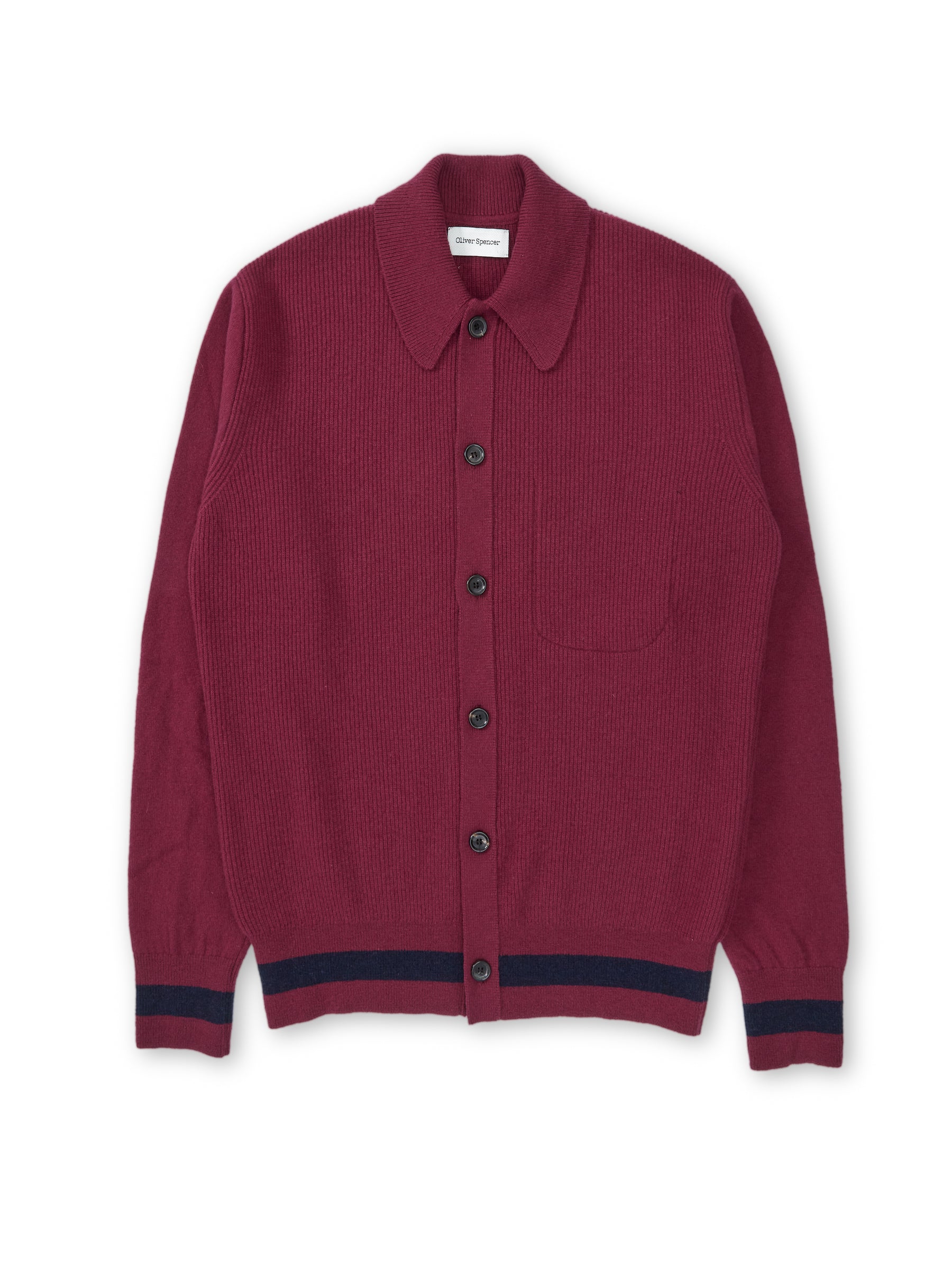 Britten Knitted Cardigan Greeves Berry Red – Oliver Spencer
