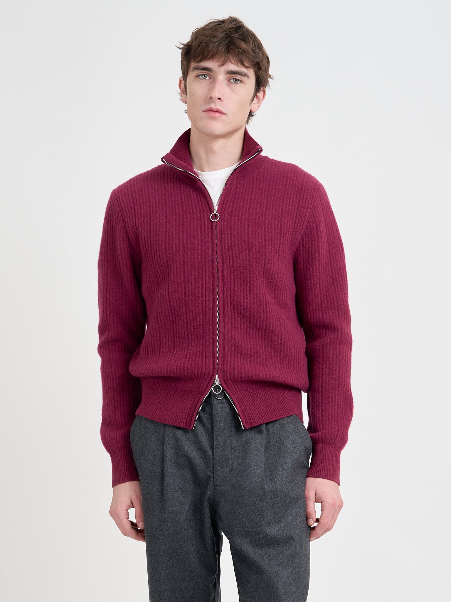 Kilbridge Zip Through Cardigan Overton Wine Red