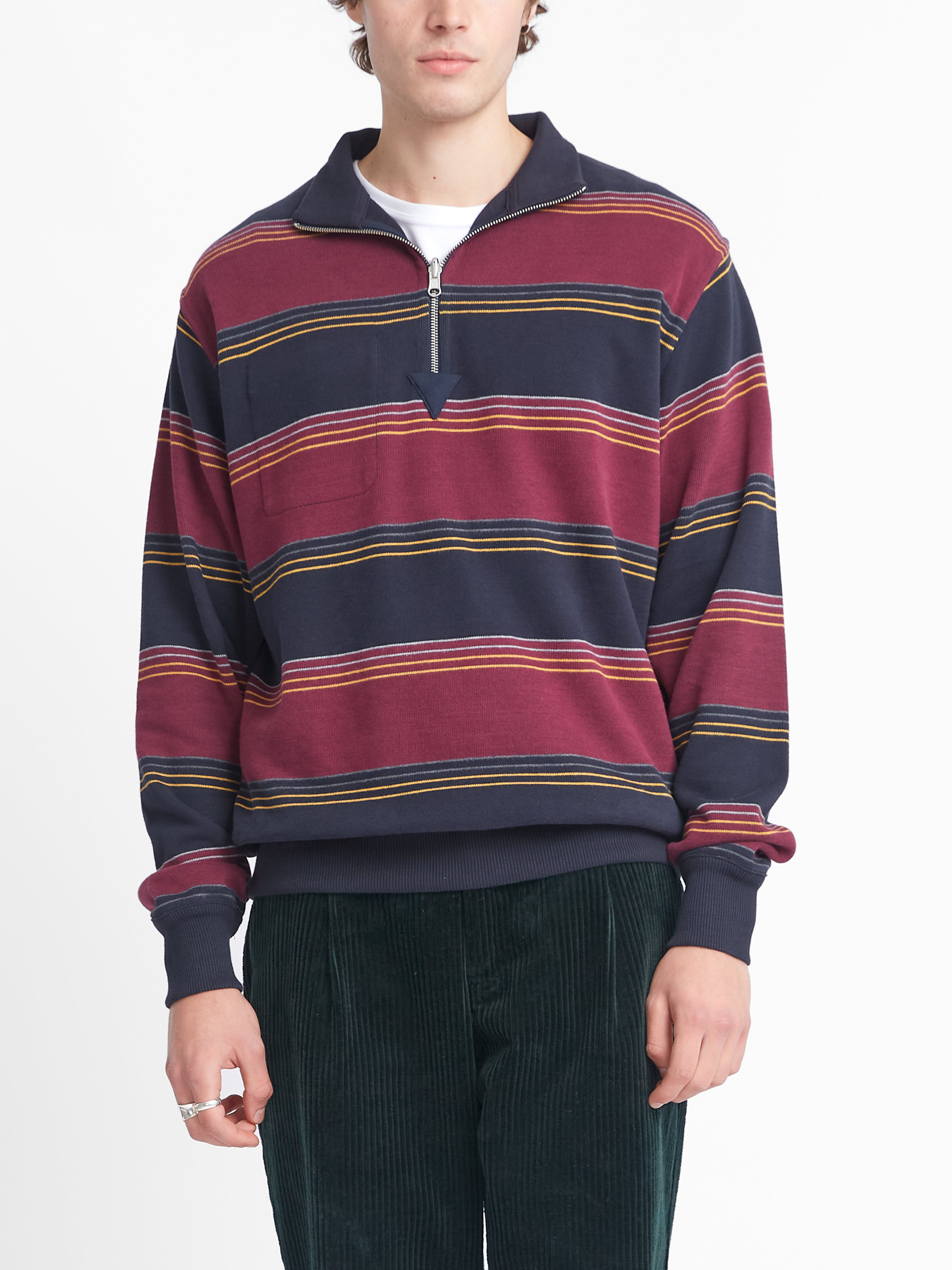 Striped half zip sweatshirt online