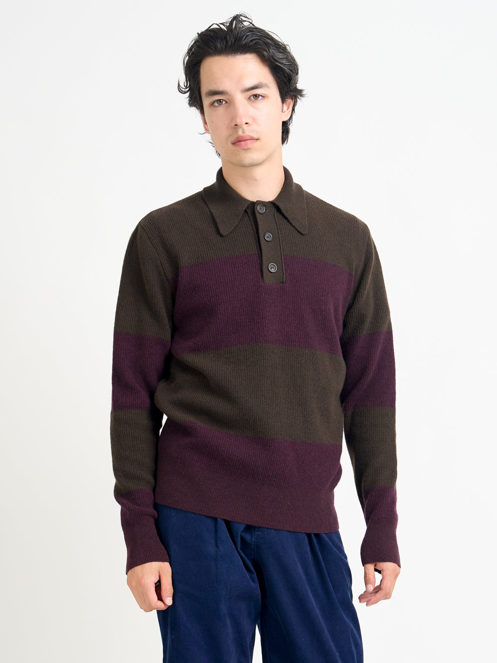 Wren Knitted Polo Shirt Paxton Brown/Purple