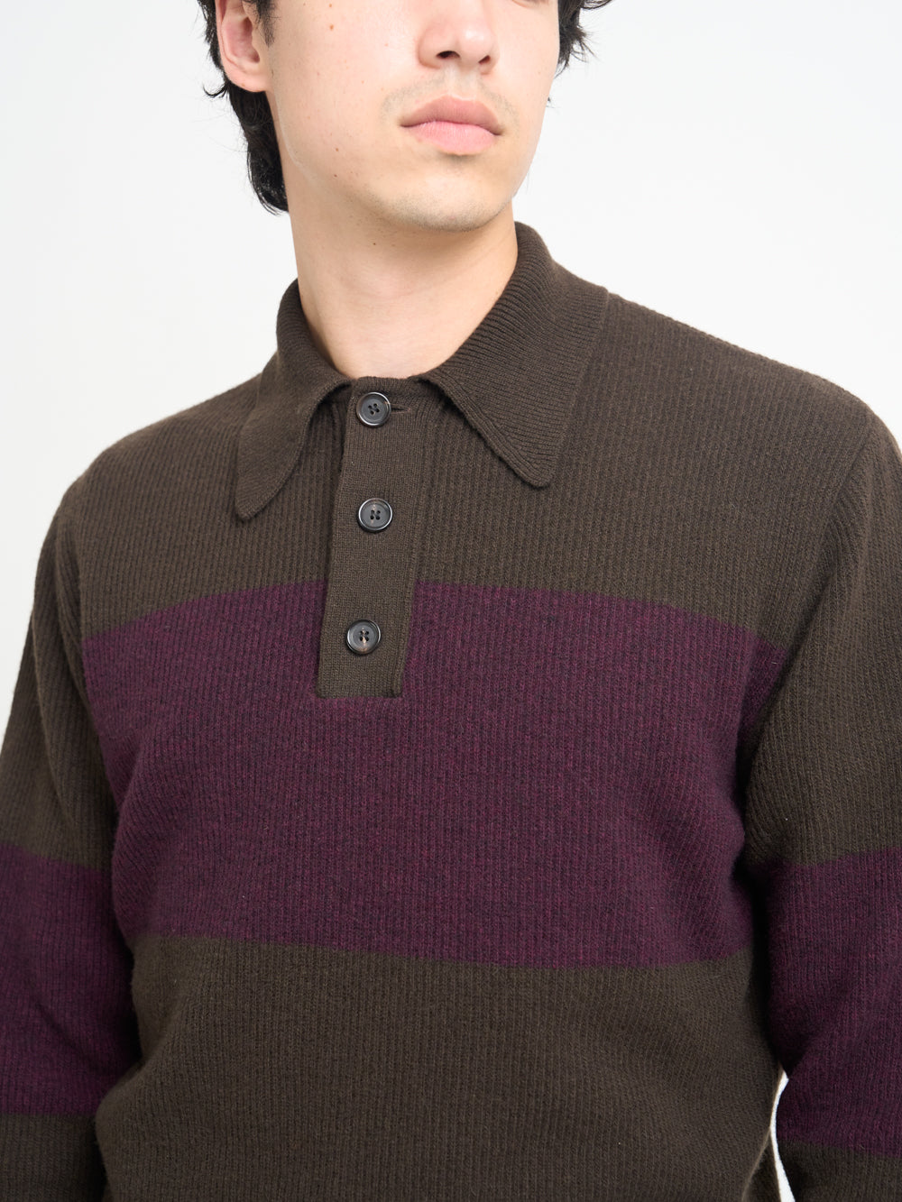 Wren Knitted Polo Shirt Paxton Brown/Purple