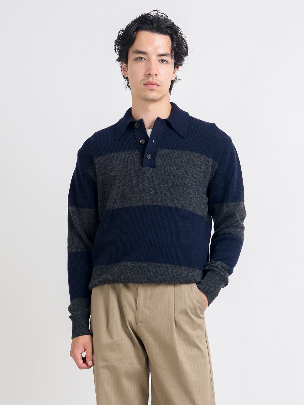 Wren Knitted Polo Shirt Paxton Navy/Charcoal