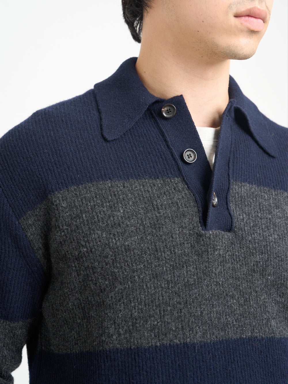 Wren Knitted Polo Shirt Paxton Navy/Charcoal