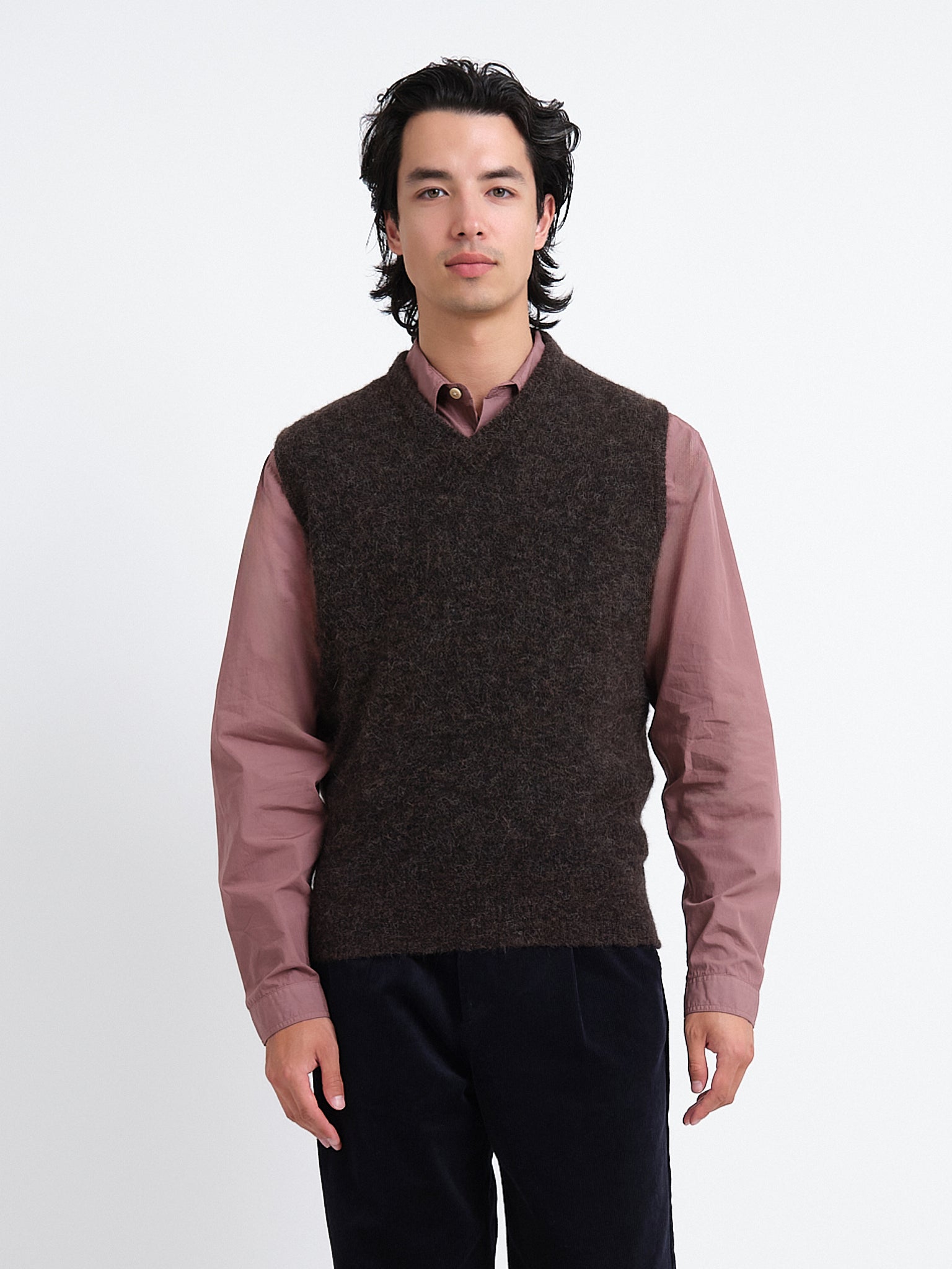 Graves V Neck Vest Brady Brown