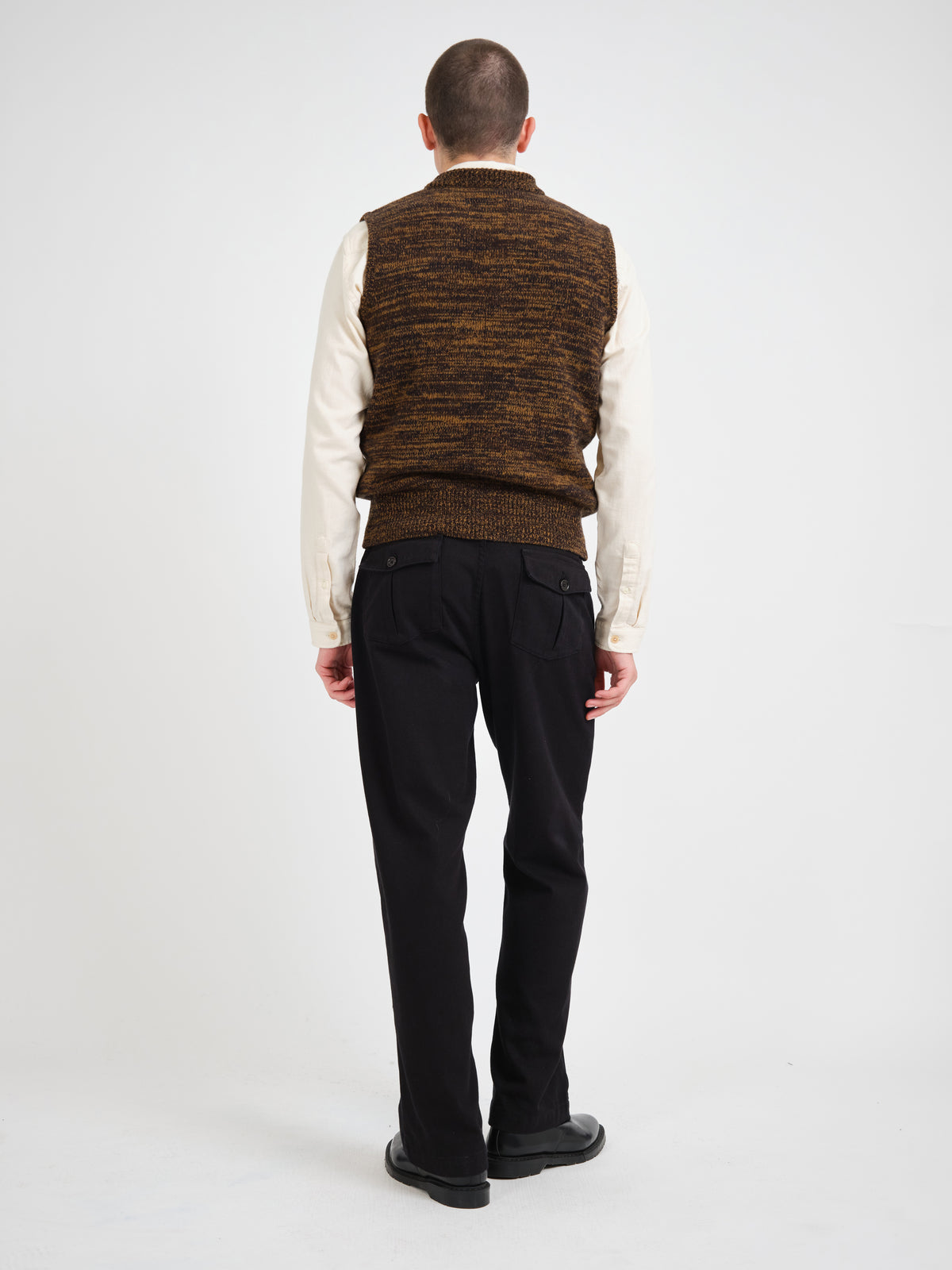 Graves V Neck Vest Flaxley Brown Multi