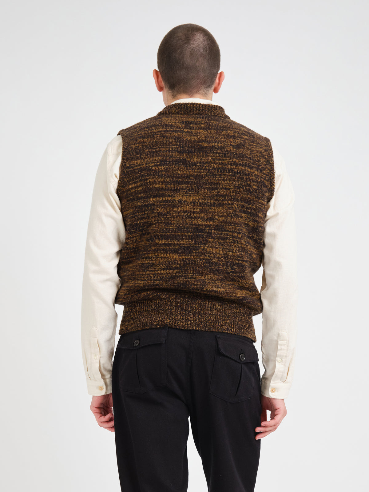 Graves V Neck Vest Flaxley Brown Multi