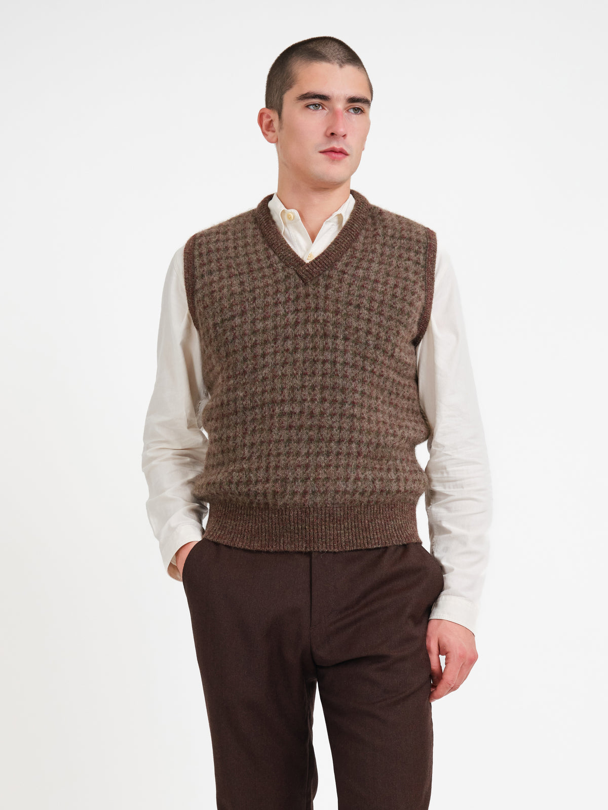 Graves V Neck Vest Lunsford Houndstooth Multi