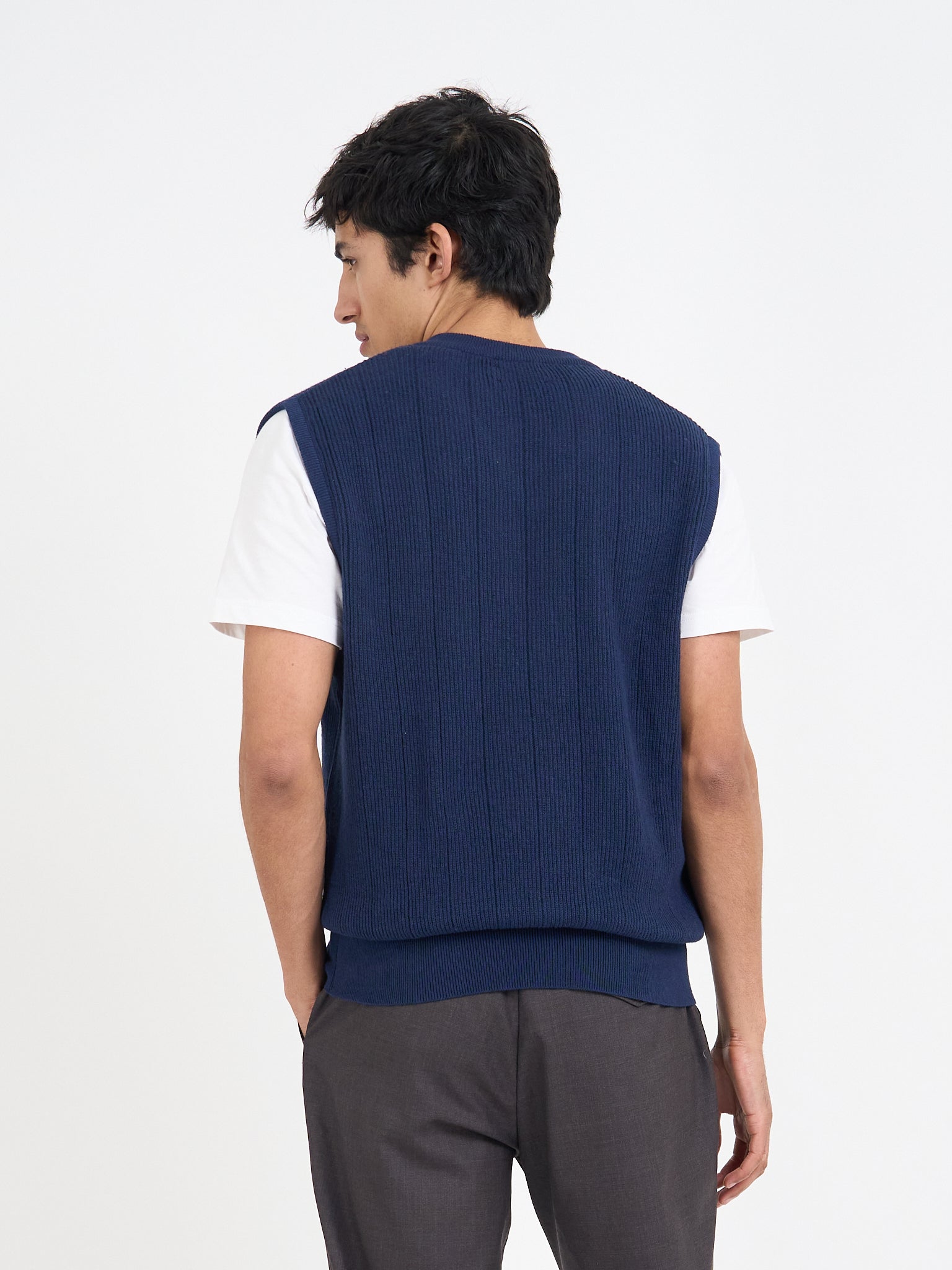 Graves V Neck Vest Overton Navy