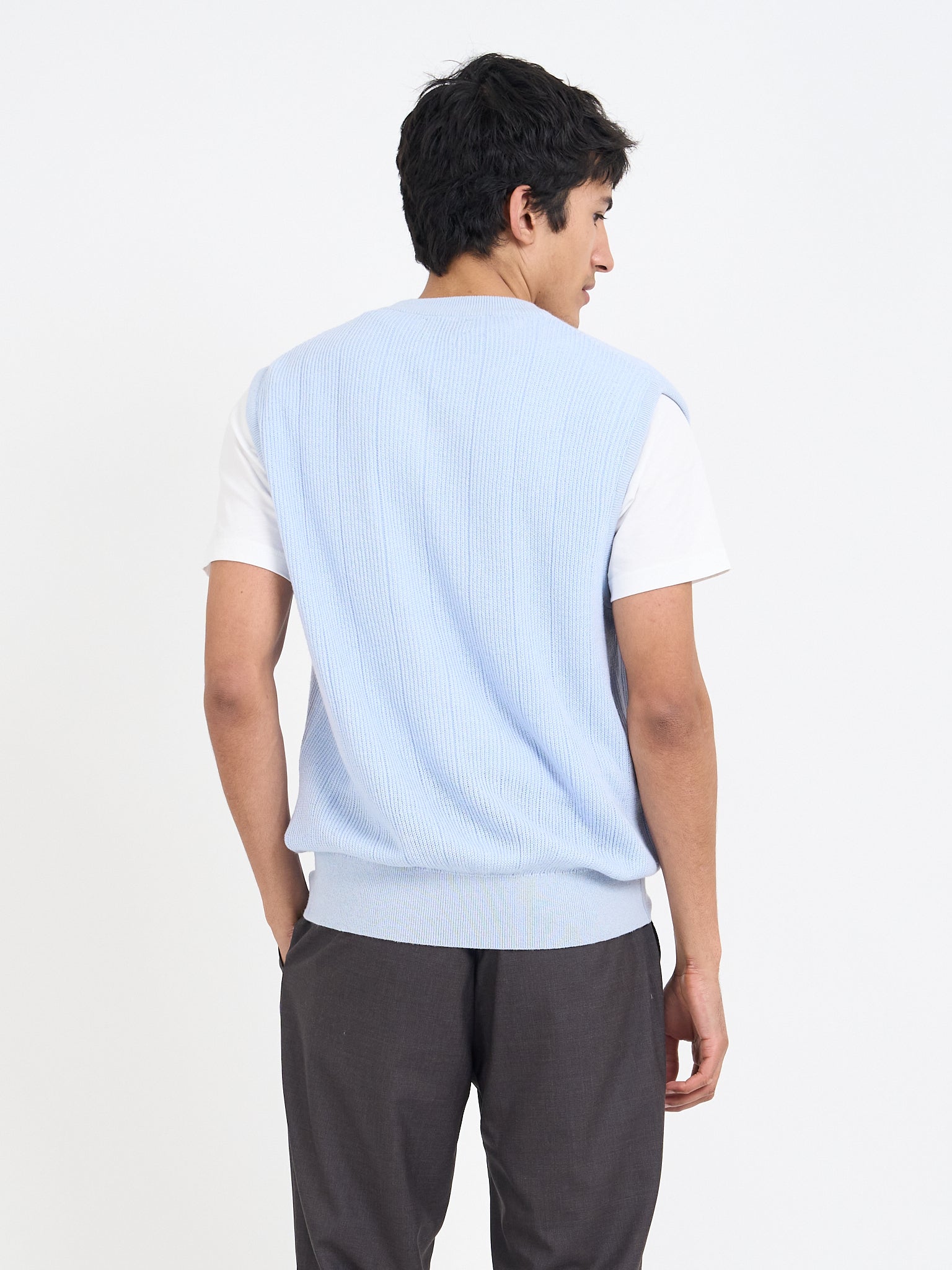 Graves V Neck Vest Overton Sky Blue
