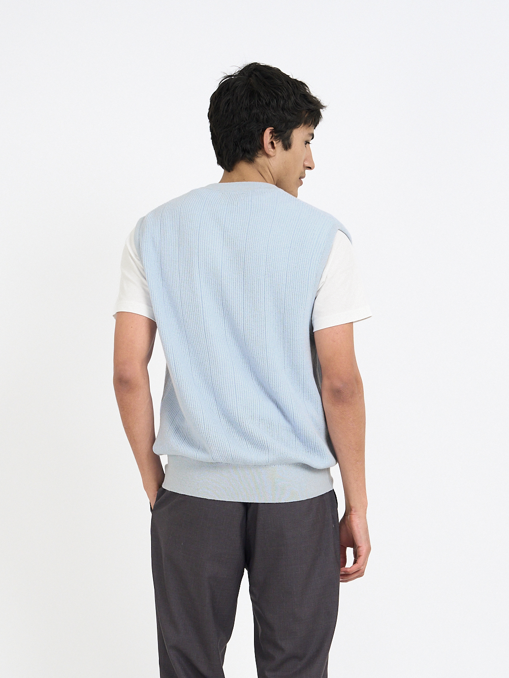 Graves V Neck Vest Overton Sky Blue