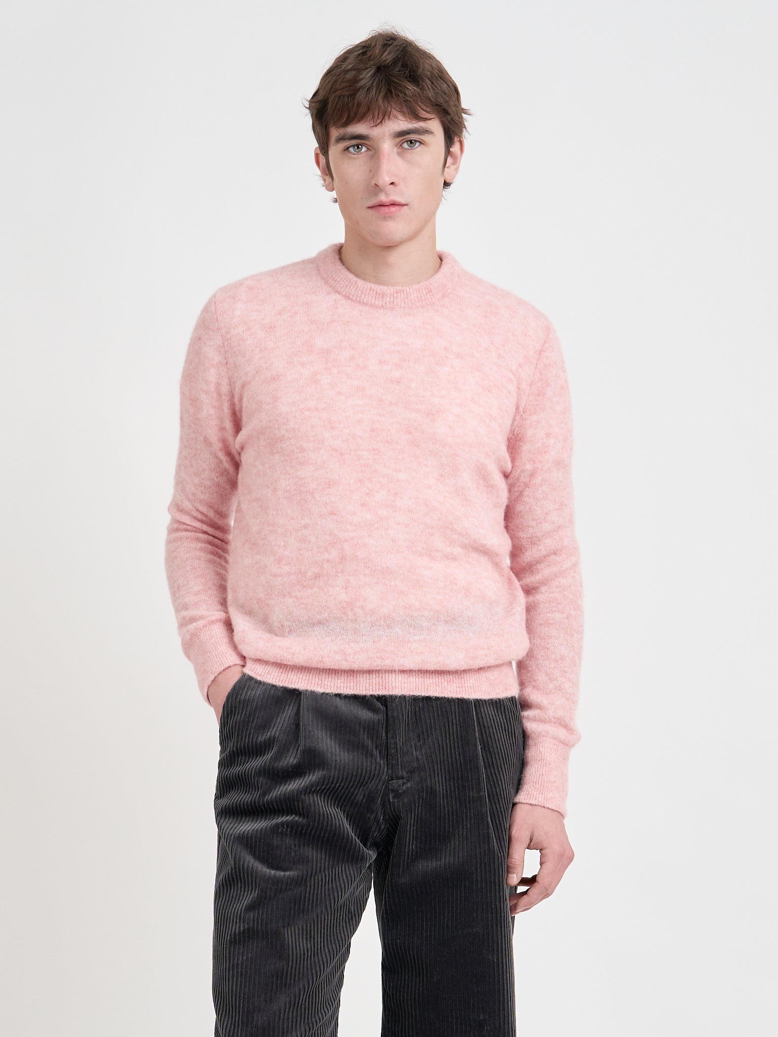 Men's Pink Baby Alpaca And Merino Wool Crew Neck Jumper – Oliver