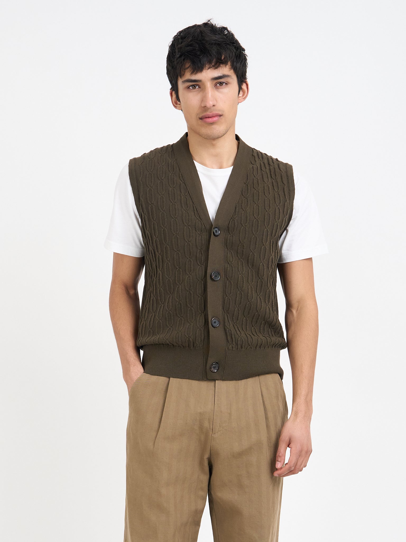 Dewsbury V Neck Penrose Khaki Brown