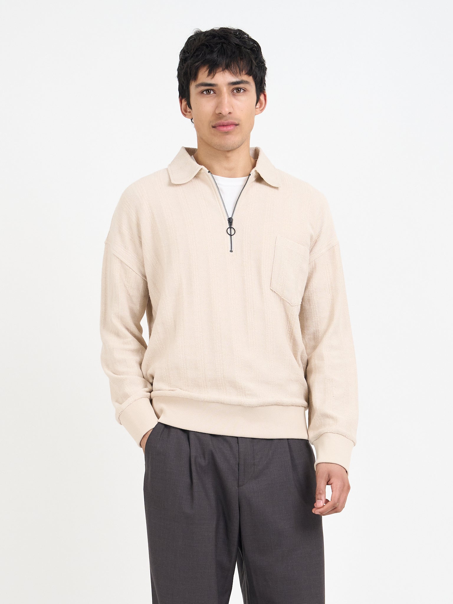 Lorimer Half Zip Sweatshirt Glover Cream