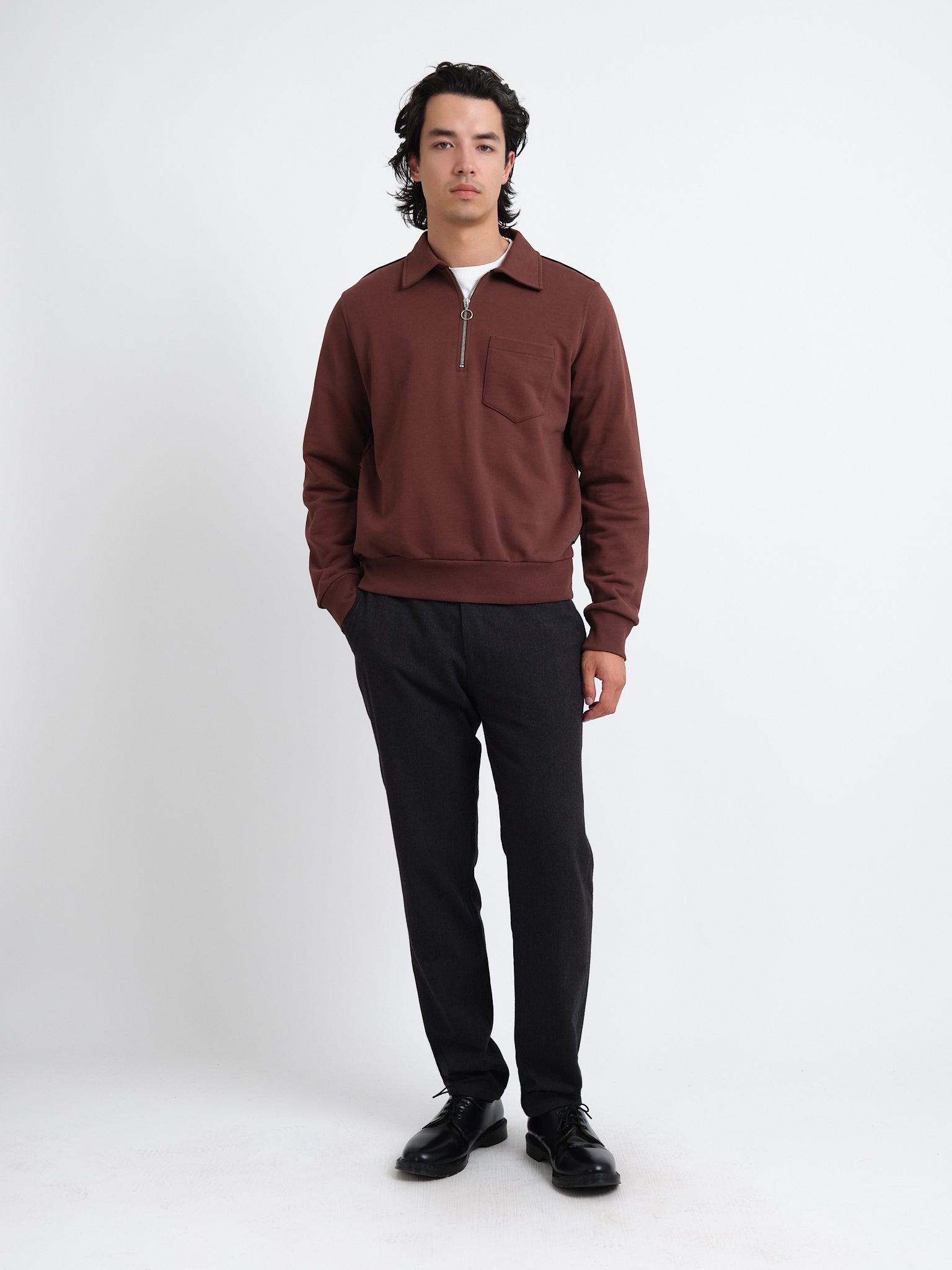Lorimer Half Zip Sweatshirt Harker Brown