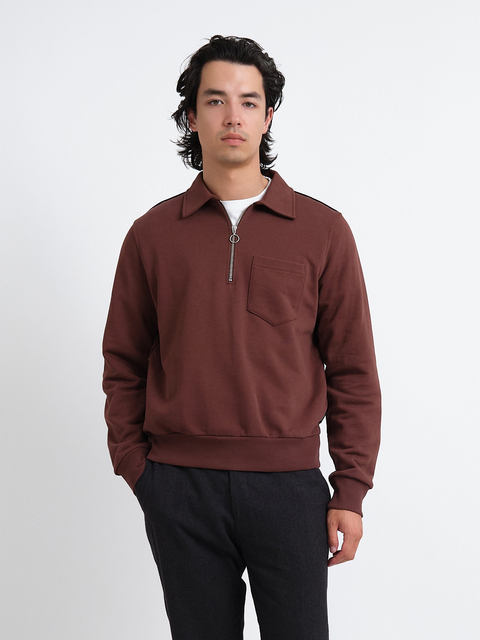 Lorimer Half Zip Sweatshirt Harker Brown