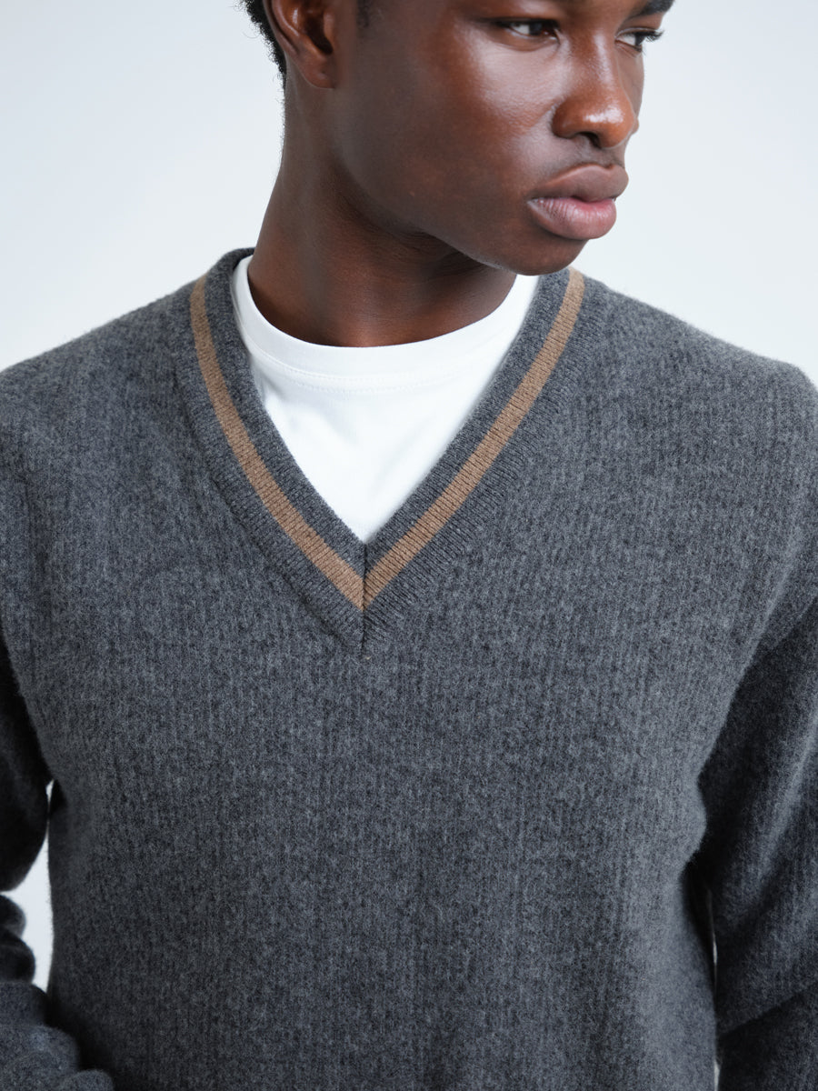 Hawes V Neck Jumper Colvin Charcoal